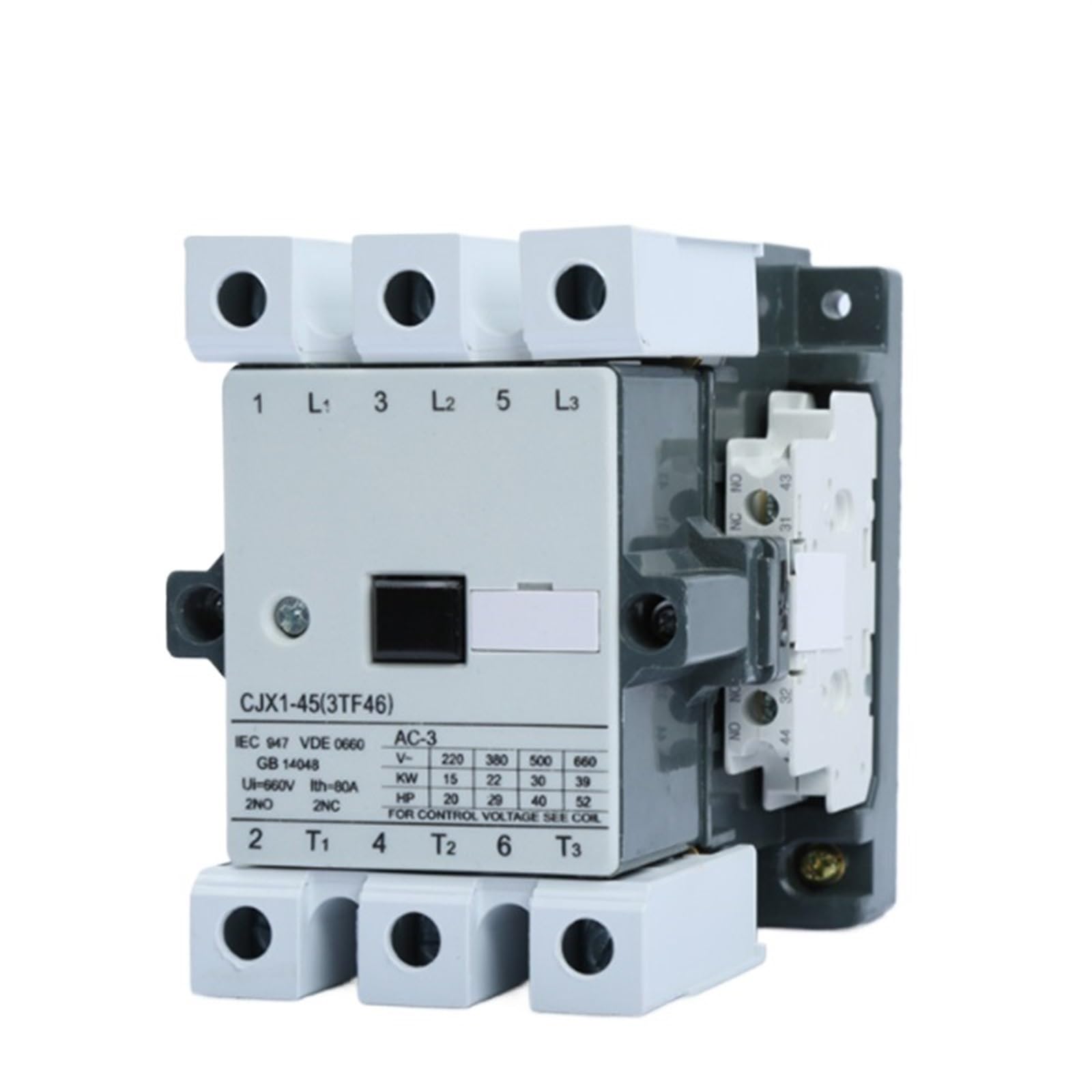 QEFHSVVZE CJX1-45A AC contactor CJX1-45/22 3TF46 Electric Magnetic contactor 3Pole contactors 24V 220V 380V 2NO+2NC(Ac380v)