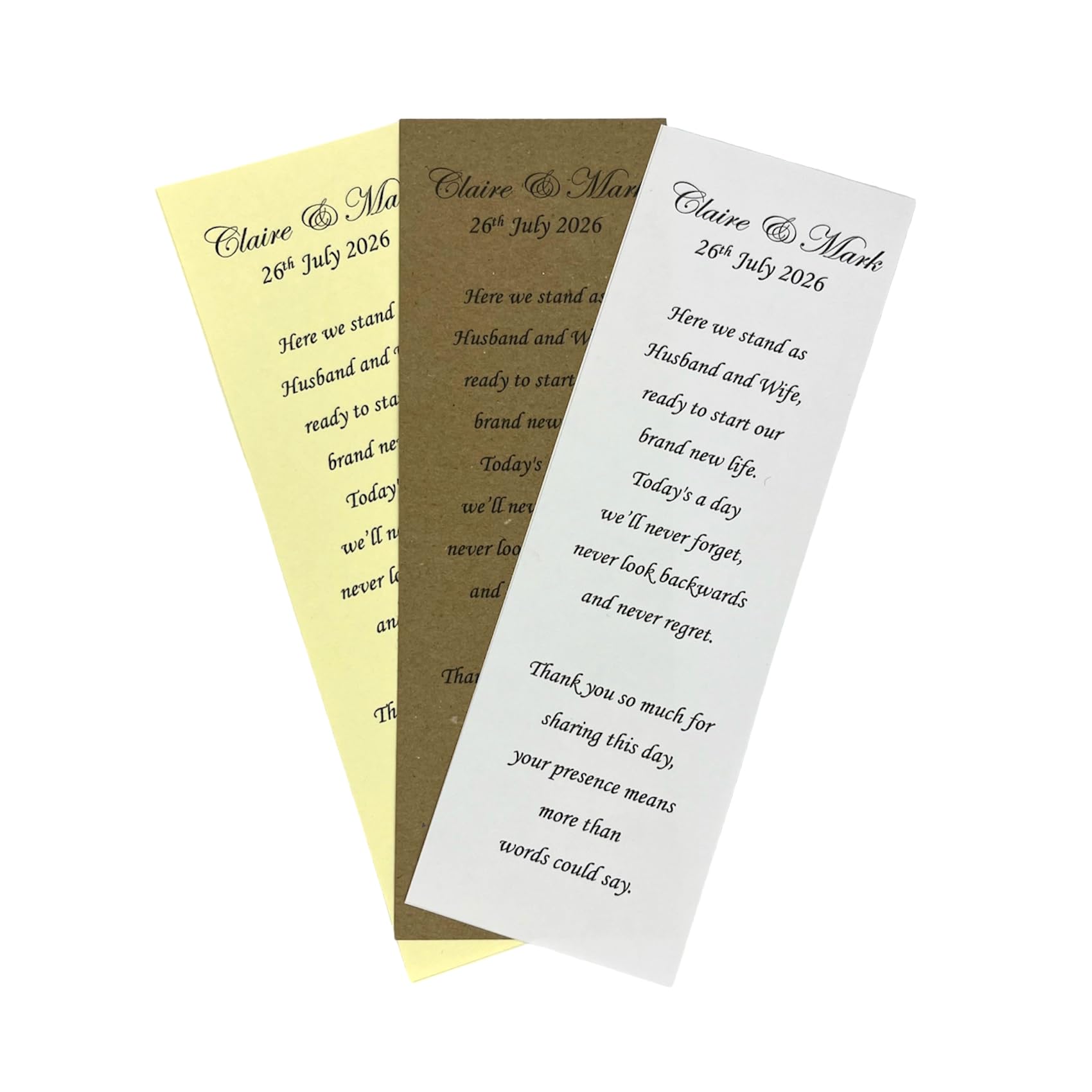 50 x Personalised Wedding Favour Scrolls Thank You Gift Mini Elegant Birthday (NO RIBBON, White paper)
