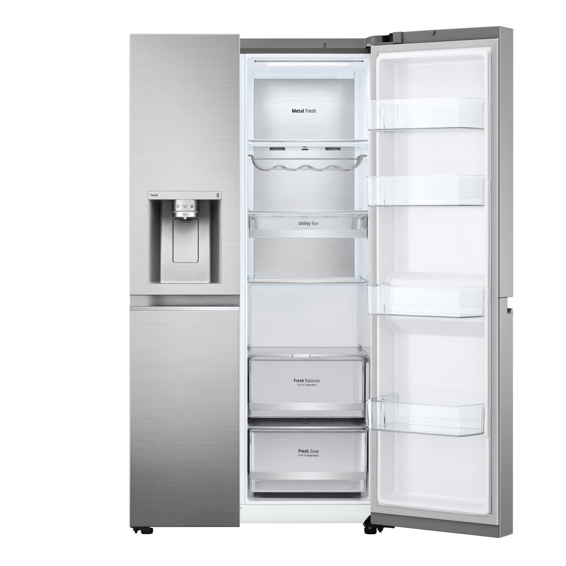 LG GSLV90PZAE Frigorifero Americano Side by Side Total No Frost con Congelatore, 635 L, Dispenser Acqua e Ghiaccio UV Nano, Door Cooling, Linear Cooling - Frigo Smart con Wi-Fi e Freezer