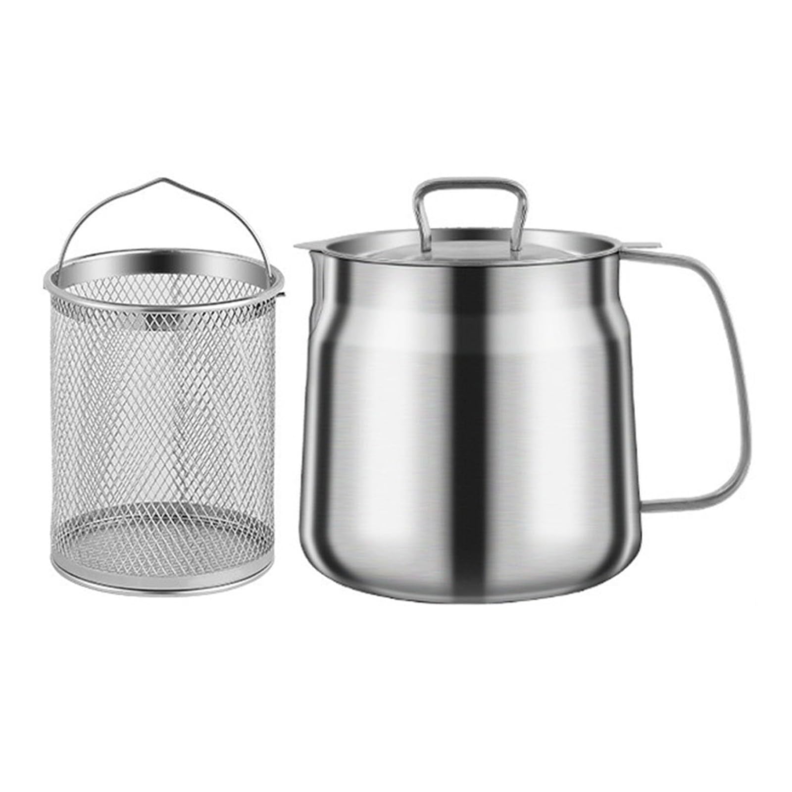 Ollas coladoras de aceite portátiles 2 en 1 para cocinas y al aire libre, de acero inoxidable, freidoras con cesta para cocinar