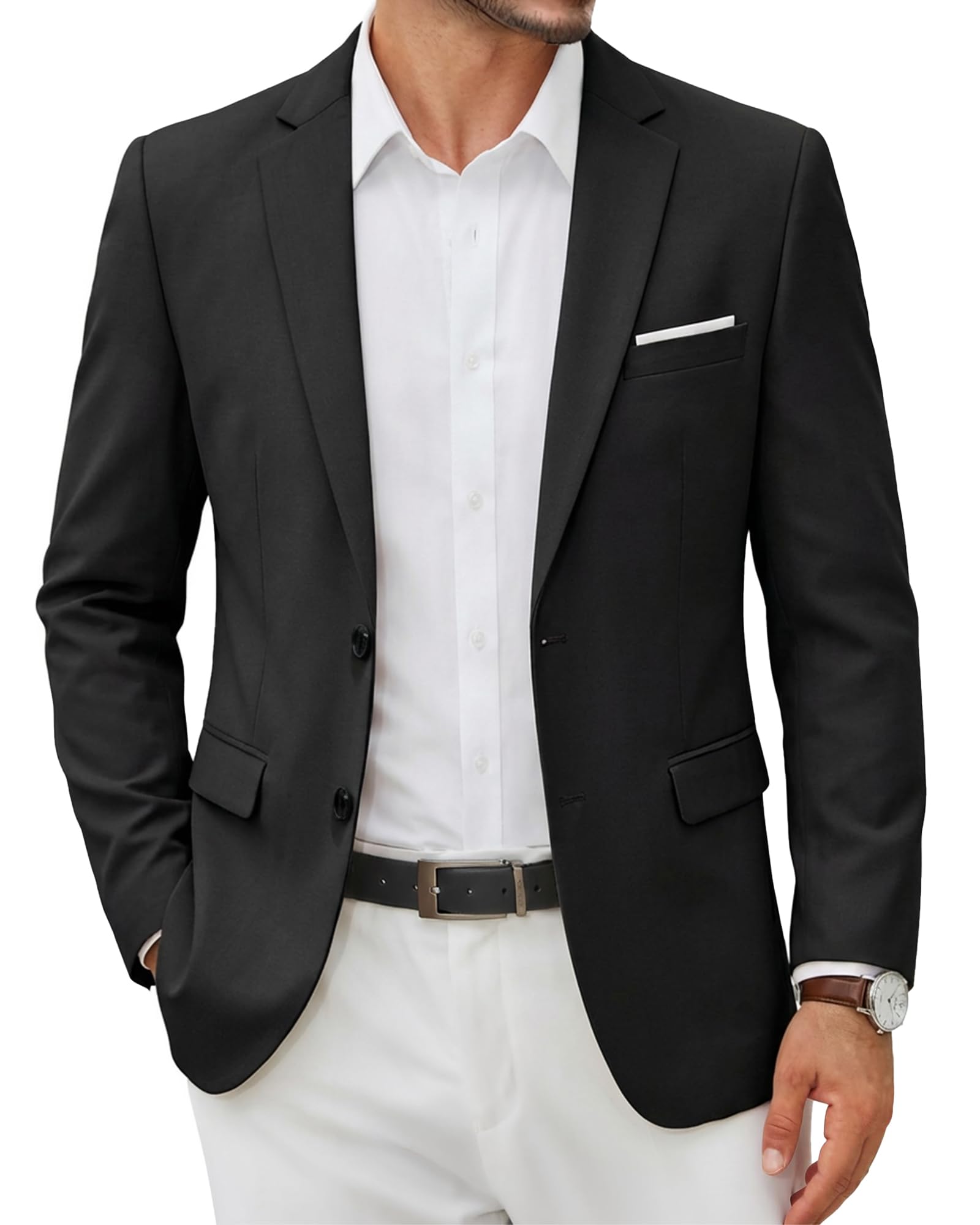 Men's Two Button Slim Fit Suit Blazer, Casual Lightweight Jacket Sport Coat