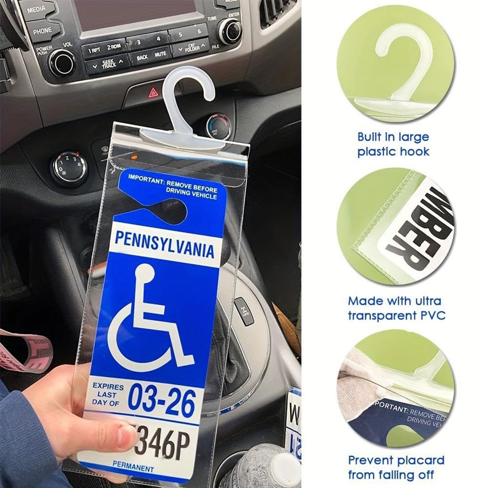 2 Coperture Protettive Trasparenti Per Permesso Disabili – Con Gancio Grande, Custodia In Plastica Rigida Per Auto