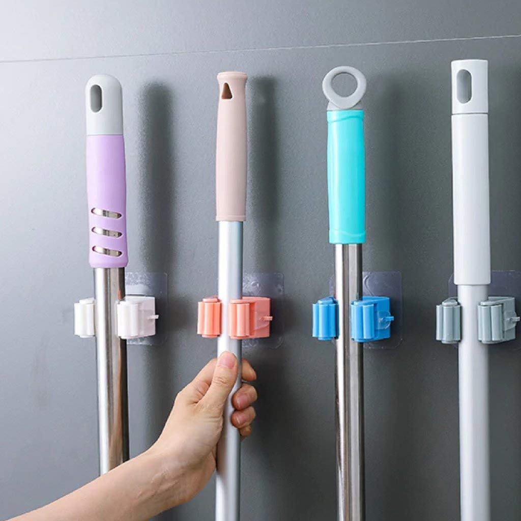 KANAJI HUB Plastic Mop Holder and Broom Holder Wall Mounted Self Adhesive Broom Stick Holder, Anti-Slip Broom Organizer, Multifunction Mop & Broom Stand for Kitchen, Bathroom, Home (Multicolor) (4) (B09Q1XK9L4) Amazon Price History, Amazon Price Tracker
