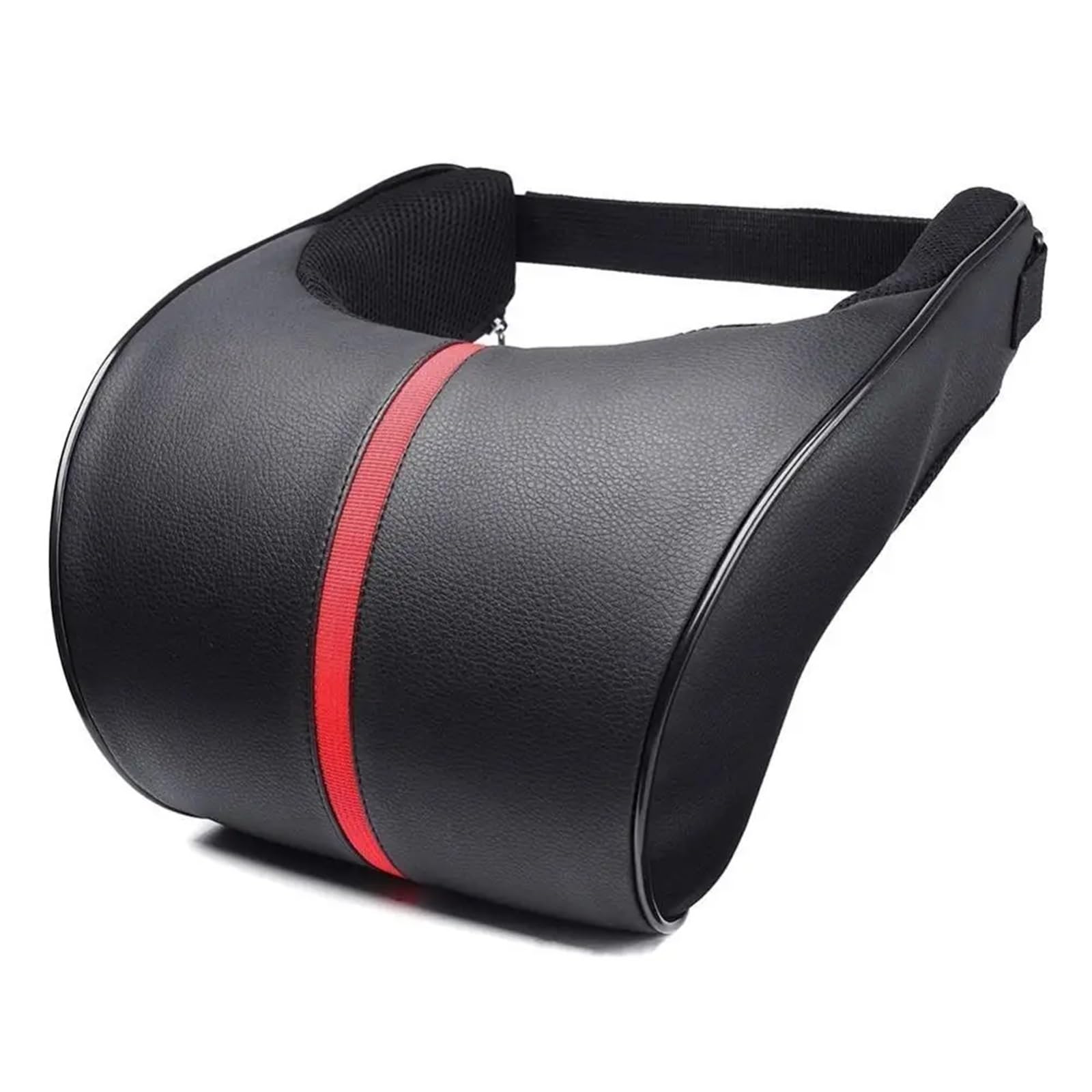 POAWUDJA Car Pillow Adjustable Memory Cotton Car Headrest Neck Rest Seat Cushion Pillow Removable Cover(BLACK WITH RED)