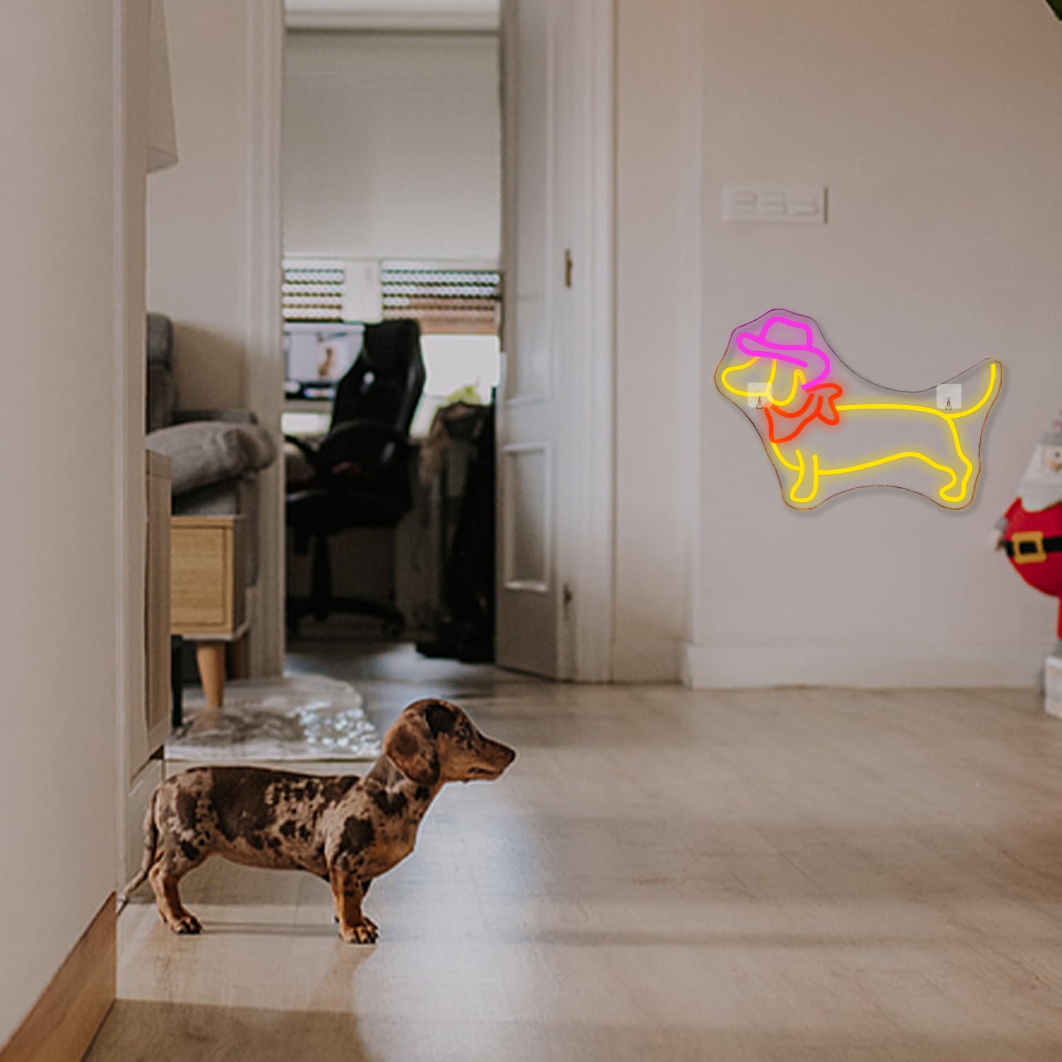 NOXET Cowdog Segno al neon Cane Segni al neon Dimmable per la decorazione della parete Segno al neon Segno LED con telecomando Luci a LED per la camera da letto Bar Partito Neon Segno del cane