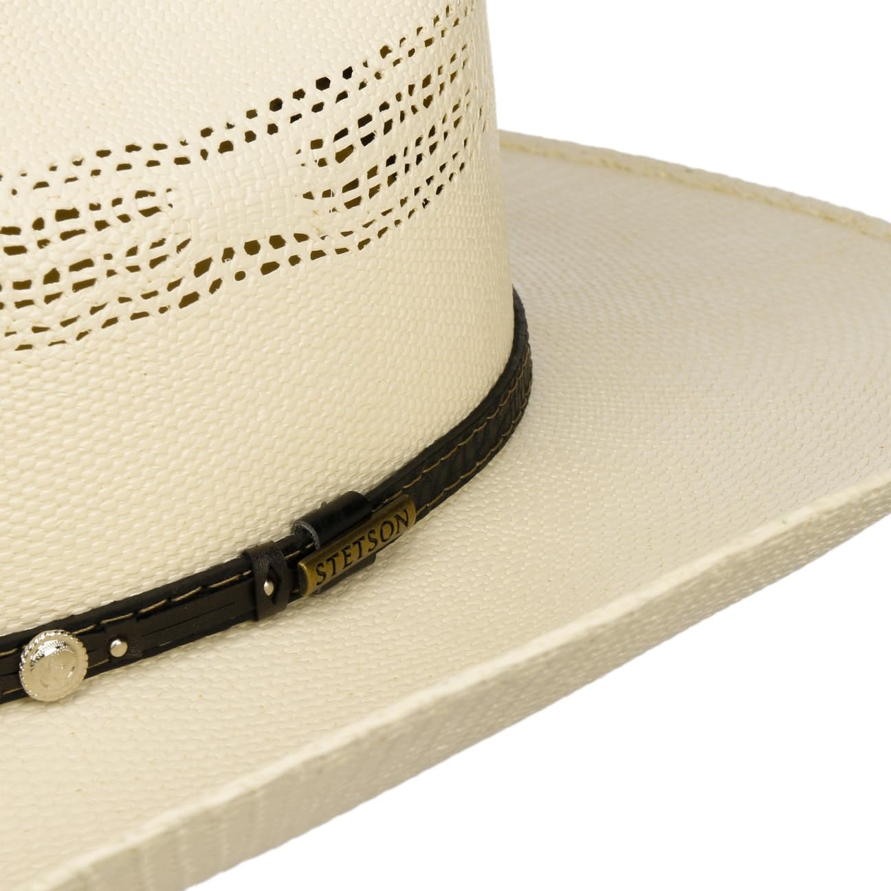 Stetson Ranson Chapeau Western ventile Paille Toyo Protection UV 40+ Bande en Cuir Unisexe Printemps Ete