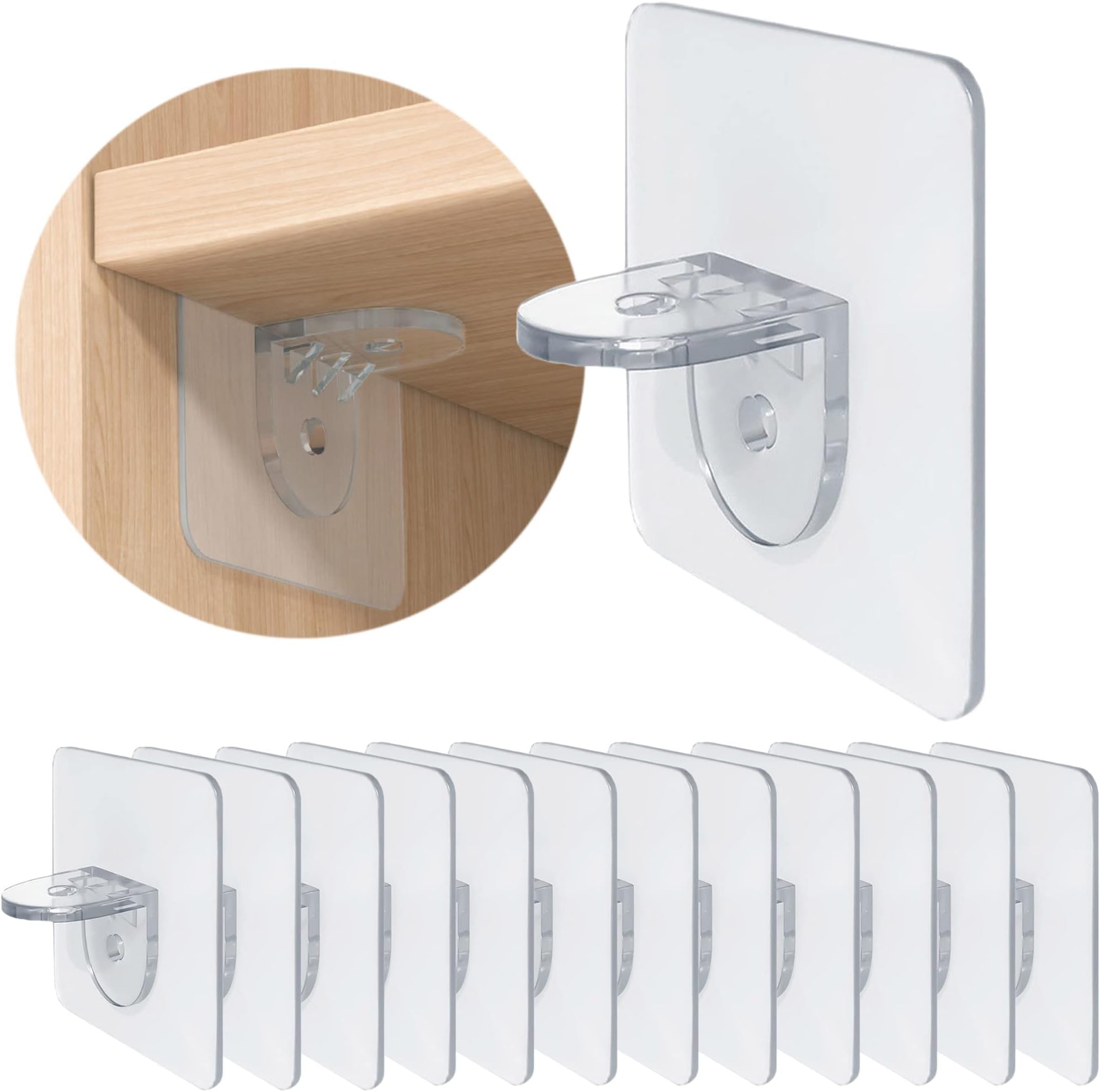 KASTWAVE Punch Free Shelf Support Peg, 30 Pcs Self Adhesive Shelves Clips for Kitchen Cabinet, Book Shelves, Strong Partition Holders Pin, Strong Partition Pin for Closet, Brackets Clapboard Layer