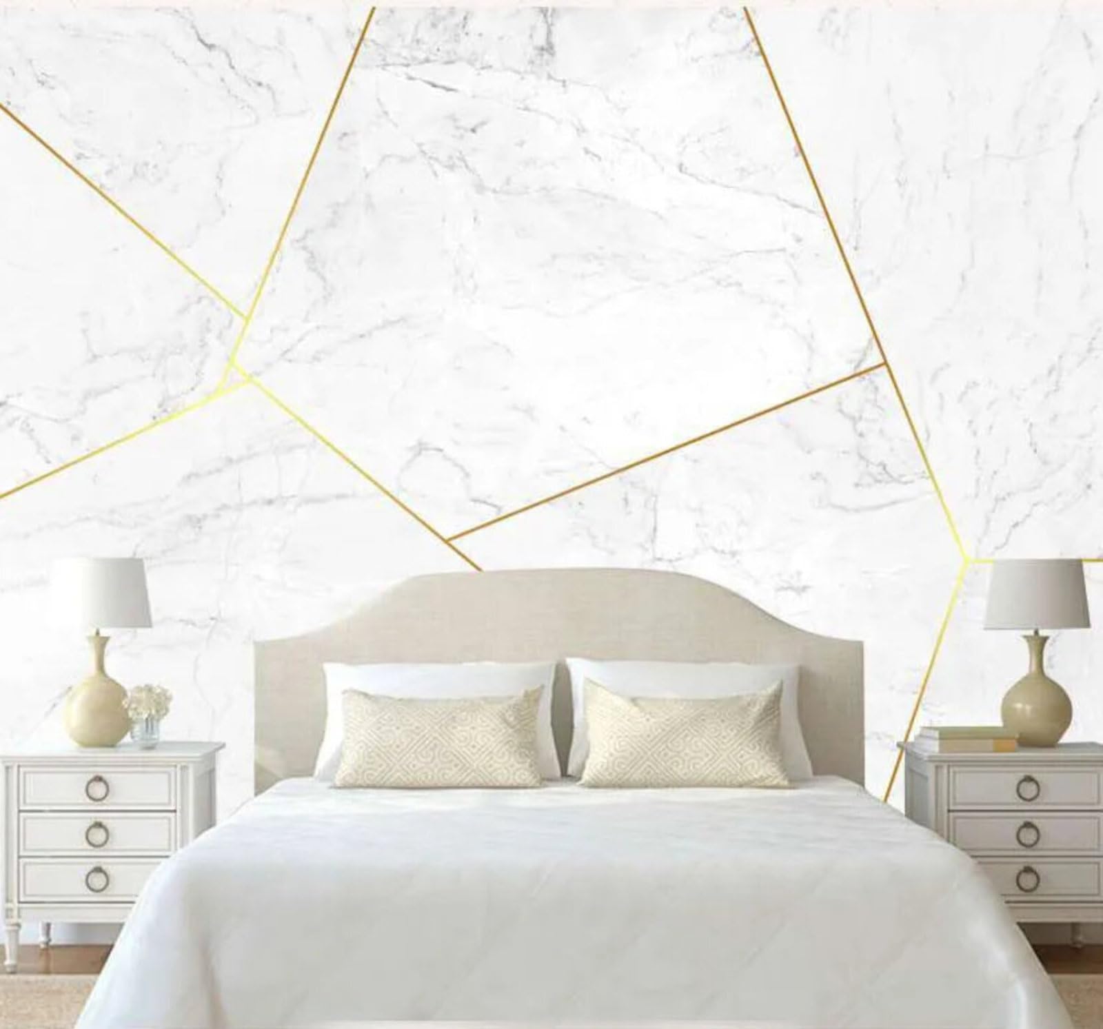 Simple Geometric Gold Accents Marble Effect Texture 3D Wallpaper Easy Install Feature Office Living Room Sofa Bedroom TV Background Wall Decoration-250cm×170cm