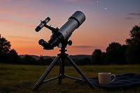 Vista 5 de BARSKA Starwatcher telescopio refractor de 400 x 70 mm con trípode de mesa y funda de transporte