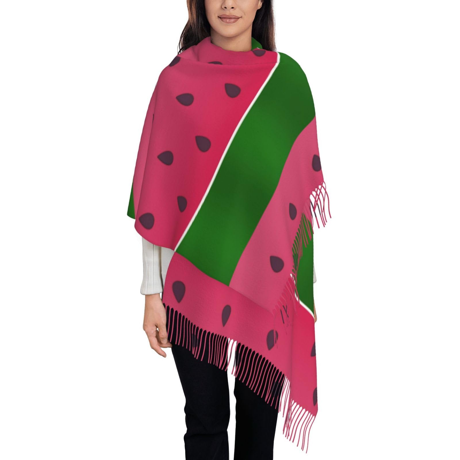 FUkker Women's Scarf Women's Shawl Faux Cashmere Scarf Warm Printed Scarf Watermelon Fruit Summer