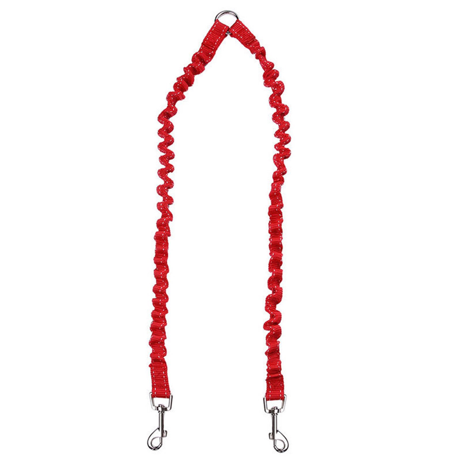 WalooDurable Bungee Double Dog Leash (Red)