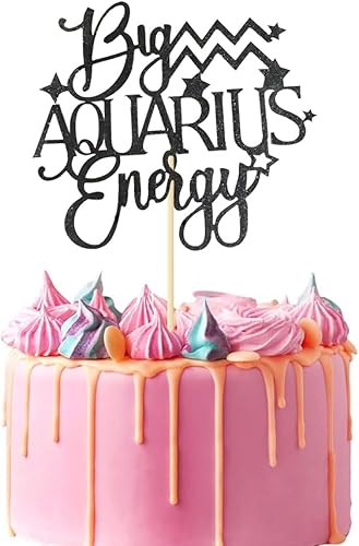 Miniatura 4 de Big Aquarius Energy Cake Topper, Feliz Cumpleaños Acuario en Enero Febrero, Temporada de Acuario, 12 Constelaciones del Zodiaco Tema Decoración de