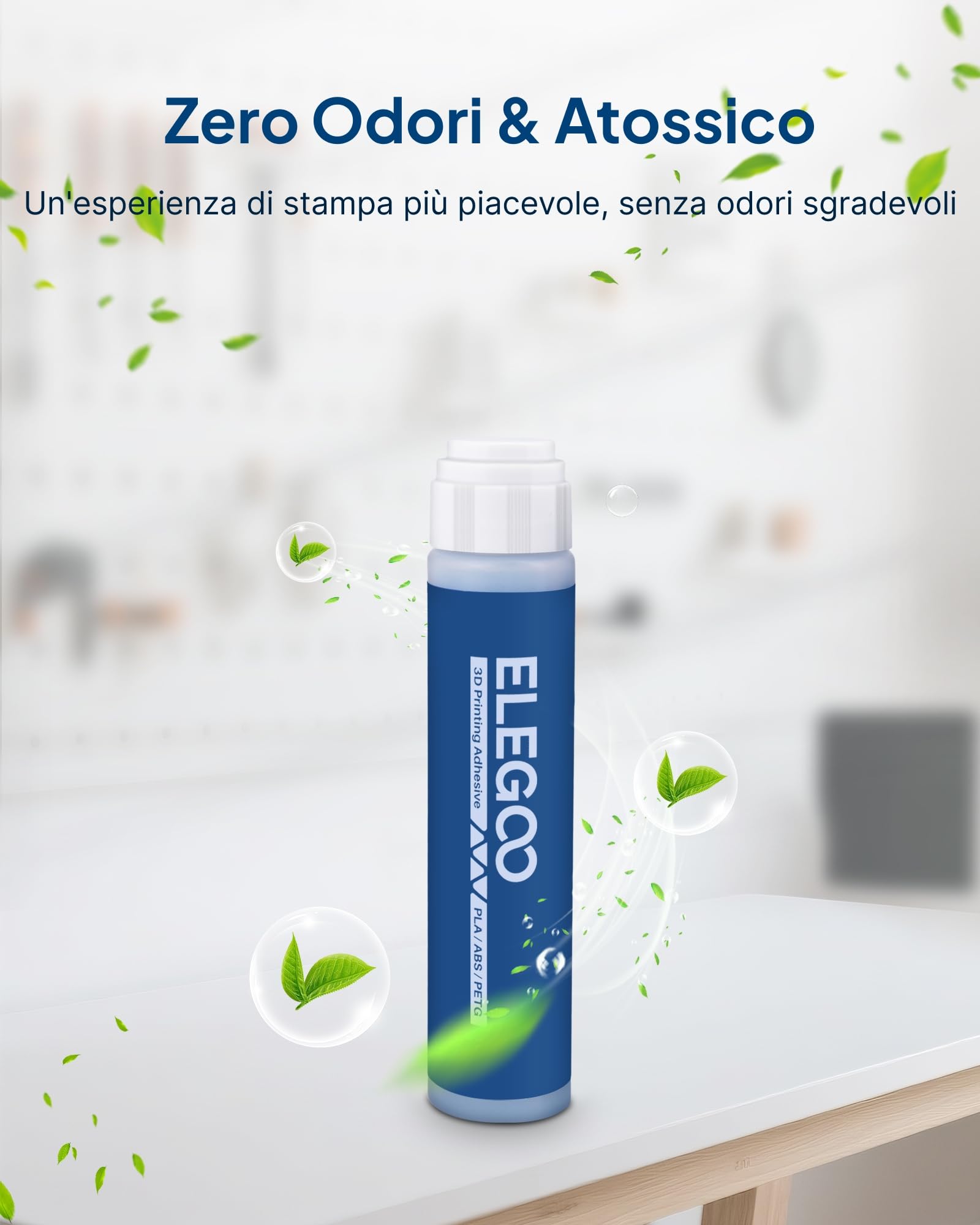 ELEGOO 2 PCS Colla Per Stampante 3D, 60 ml × 2, Colla Stick Adesivo Per 3D Filamenti ABS/PLA/PETG/TPU, Colla Adesiva Forte Per Il Letto Caldo PEI/PEO/PET E Piastre Di Costruzione In Alluminio
