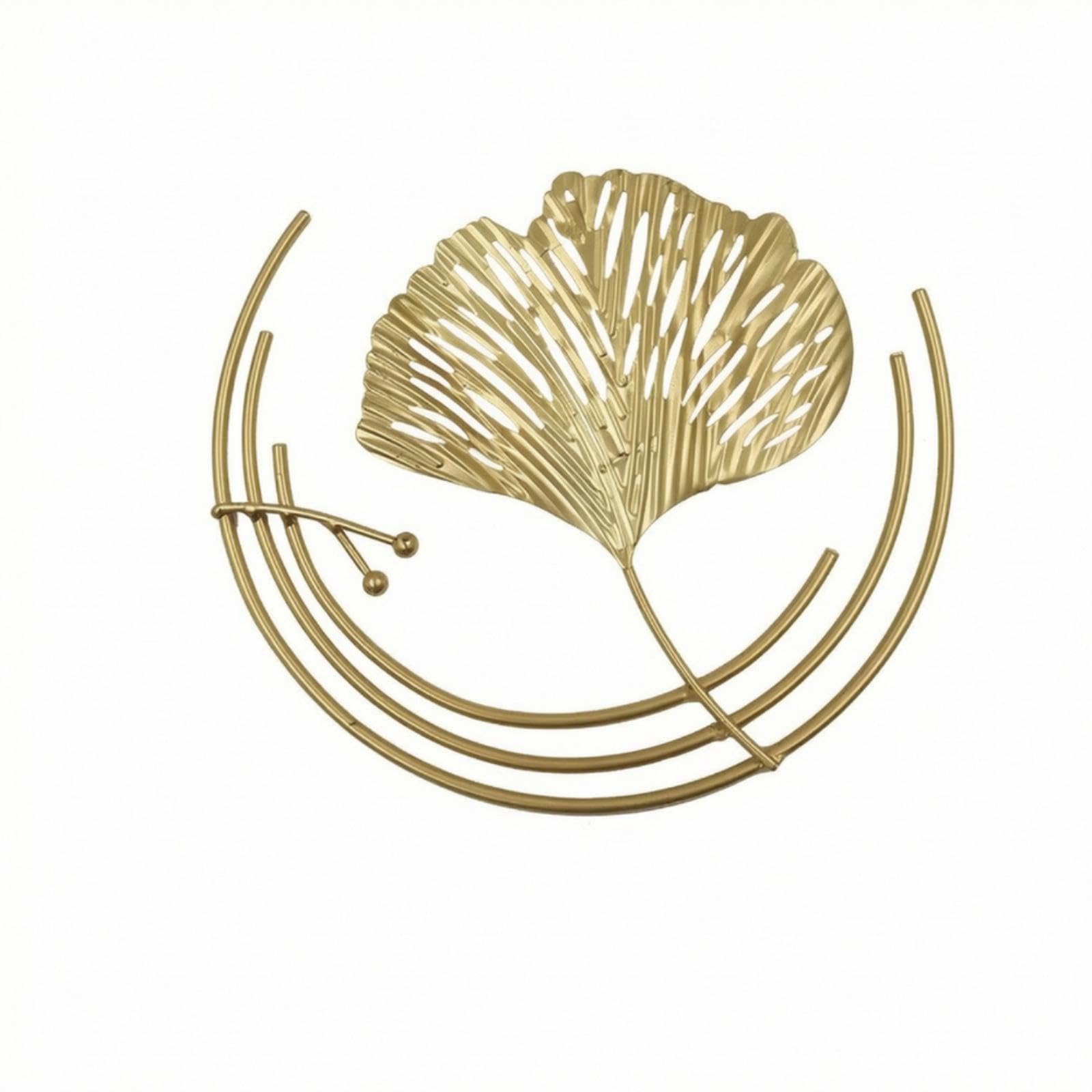 SNAPPSY Metal Wall Golden-Hued-Toned Wall Decoration with Leaf Design Openwork for Living Room, Bedroom, Entryway C-image-31