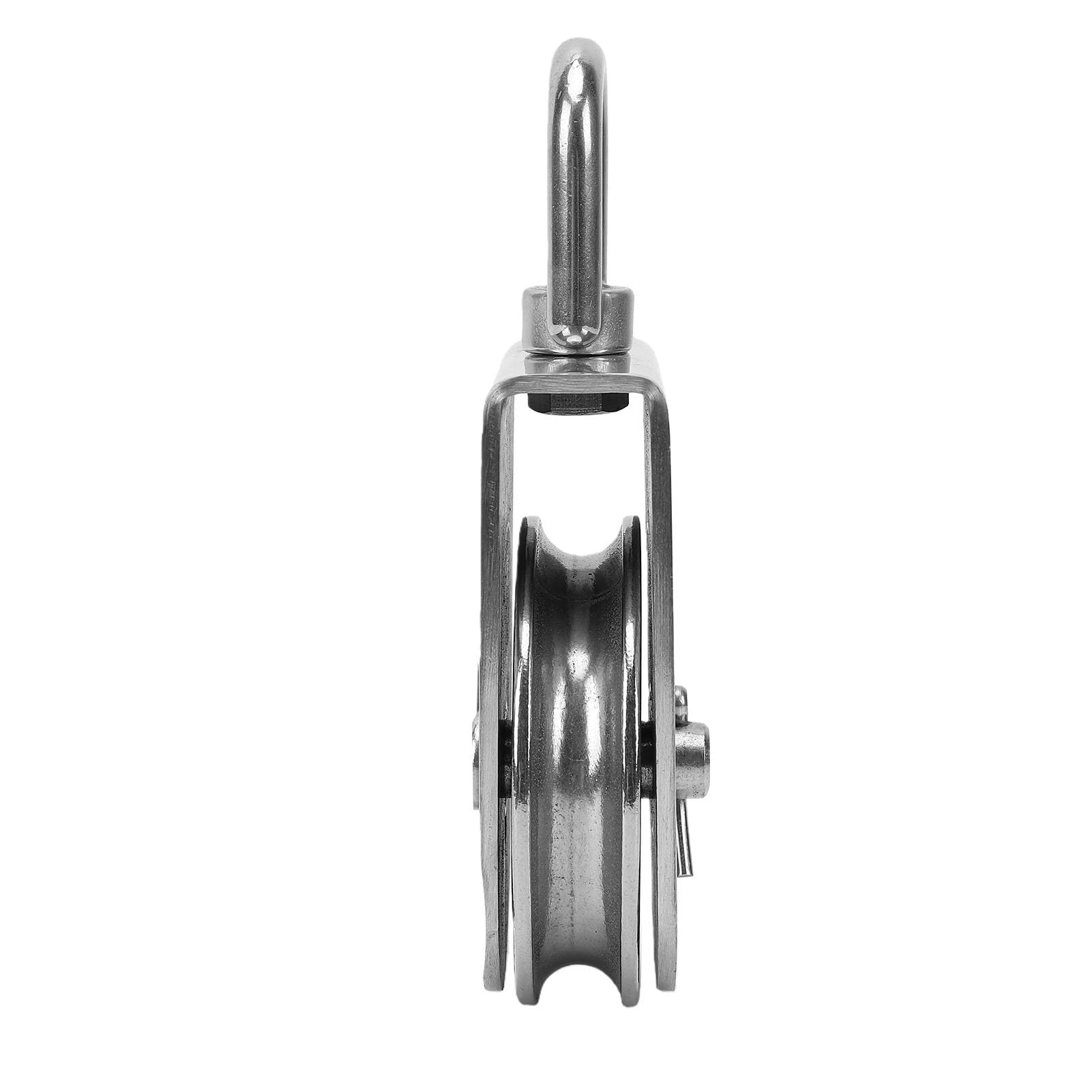 ViaGasaFamido Polea Simple Resistente de Acero Inoxidable, Polea de Cable de 4 "con Gancho Giratorio para Garaje y Barco, Cuerda de 3/8"