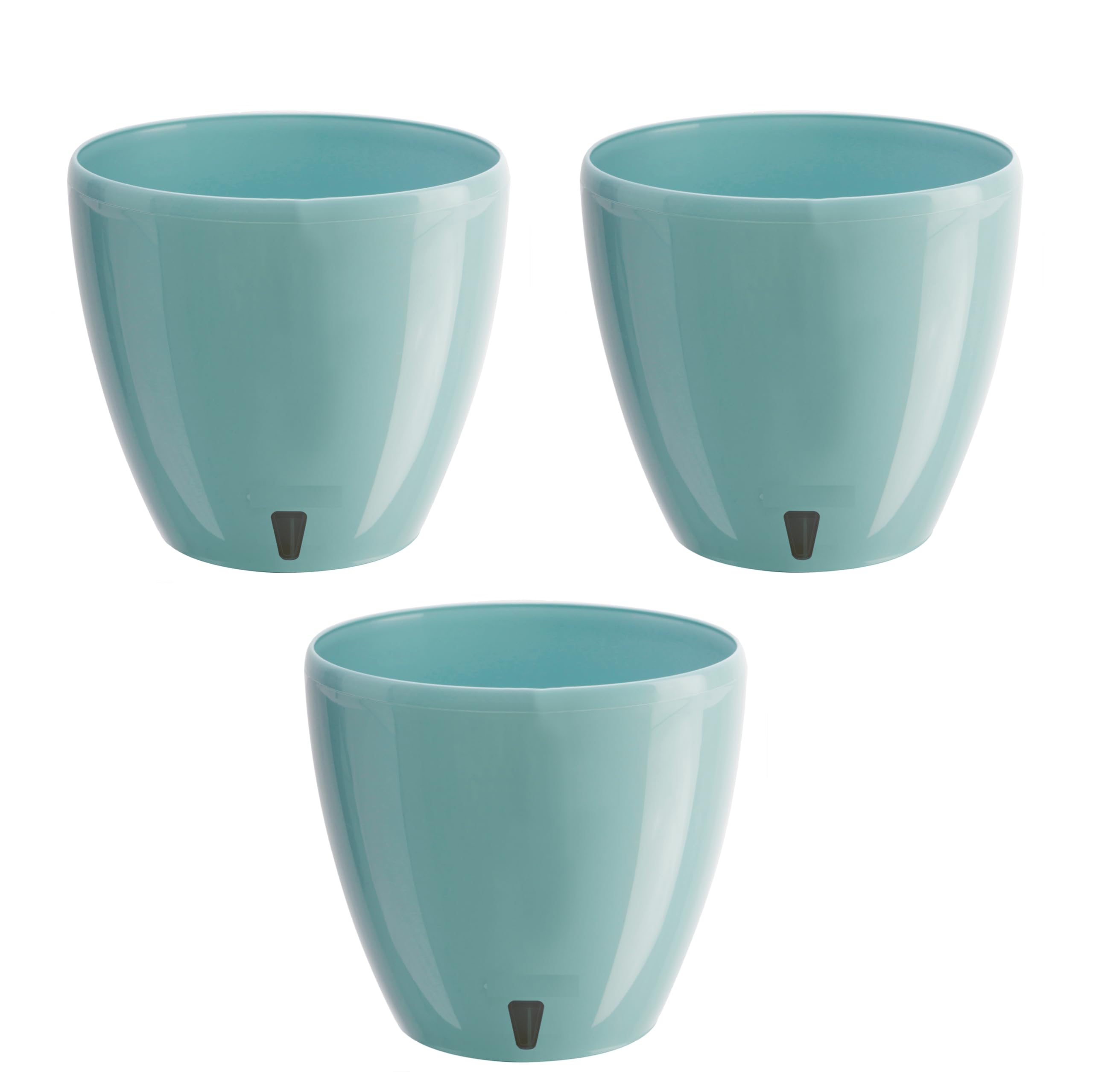 DECOPOTS - 3 sztuki, samonawadniająca się donica 17 cm, ozdobna doniczka do użytku wewnątrz i na zewnątrz, z wkładem drenażowym i wskaźnikiem poziomu wody (17 cm, jadeit)