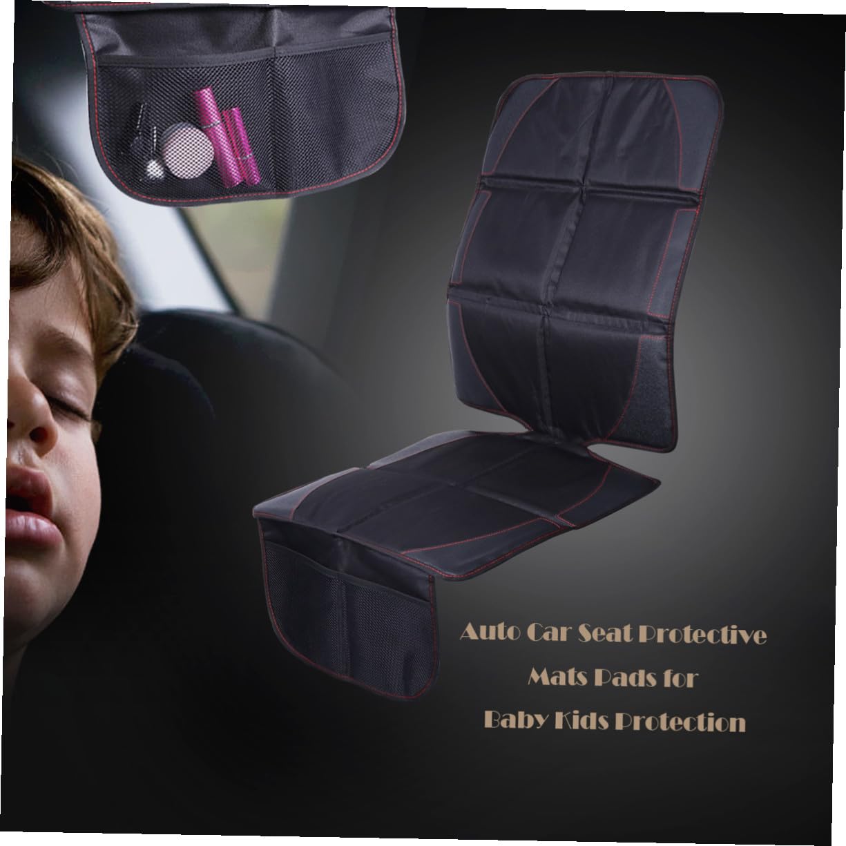Protezione per Seggiolino Auto per Bambini, Nero in Cuoio Oxford Cotone