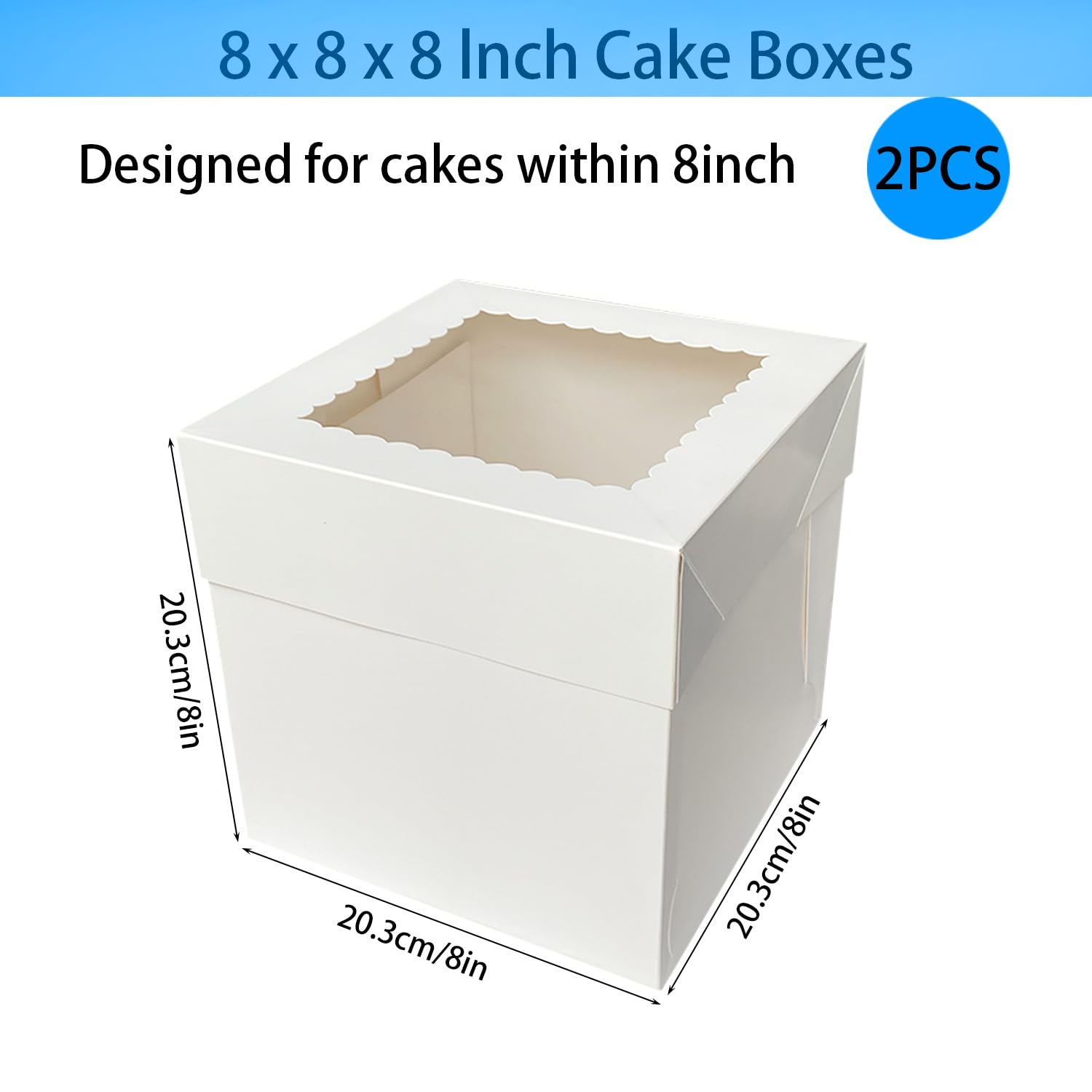 Zuxbolf 2x Tortenbox 25,5cm Mit Tortenplatten & Grußkarten - Weiße Kuchenbox Für Geburtstage, Hochzeiten