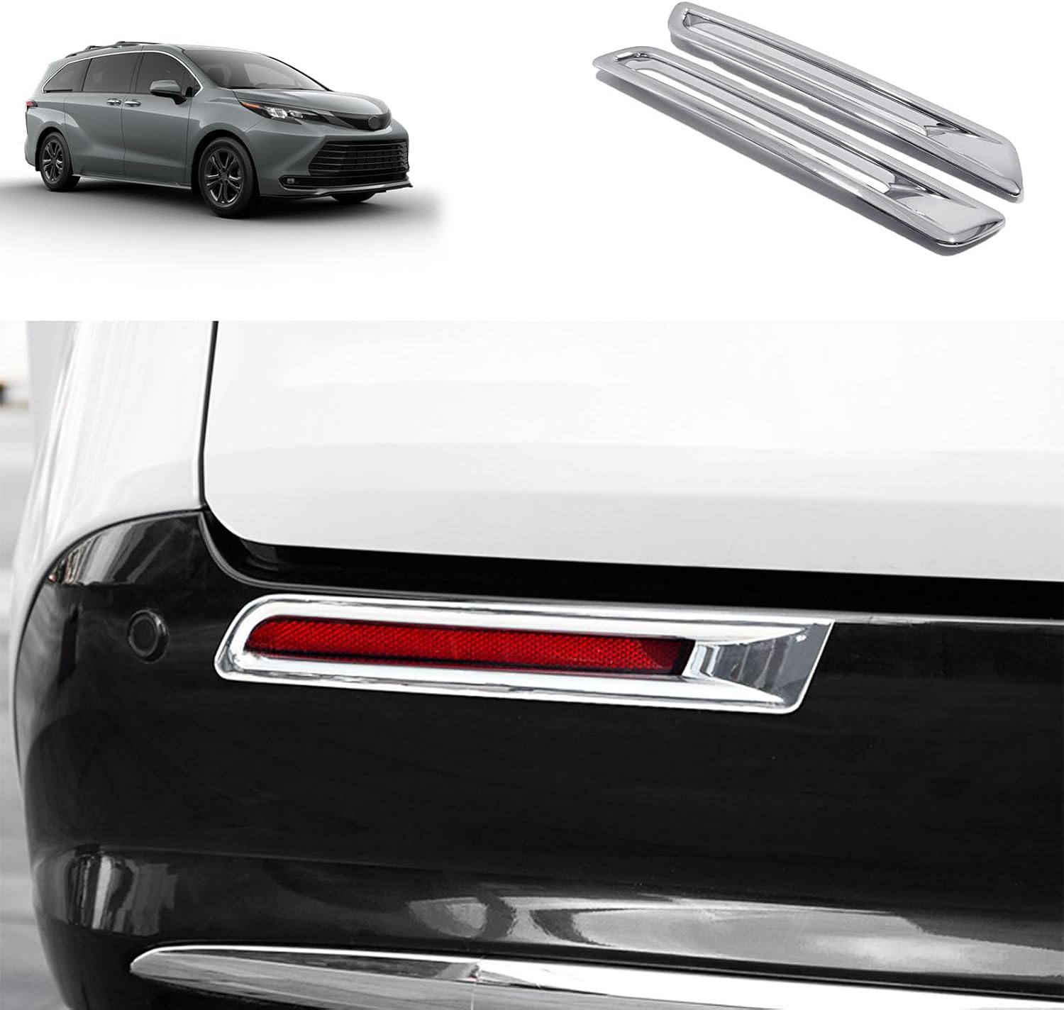 Rear Fog Lights Covers Compatible with Toyota Sienna 2021 2022 2023 2024 Back Fog Lamp Light Cover Trim Exterior Car Accessories ABS 2PCS(Carbon Fiber Style)