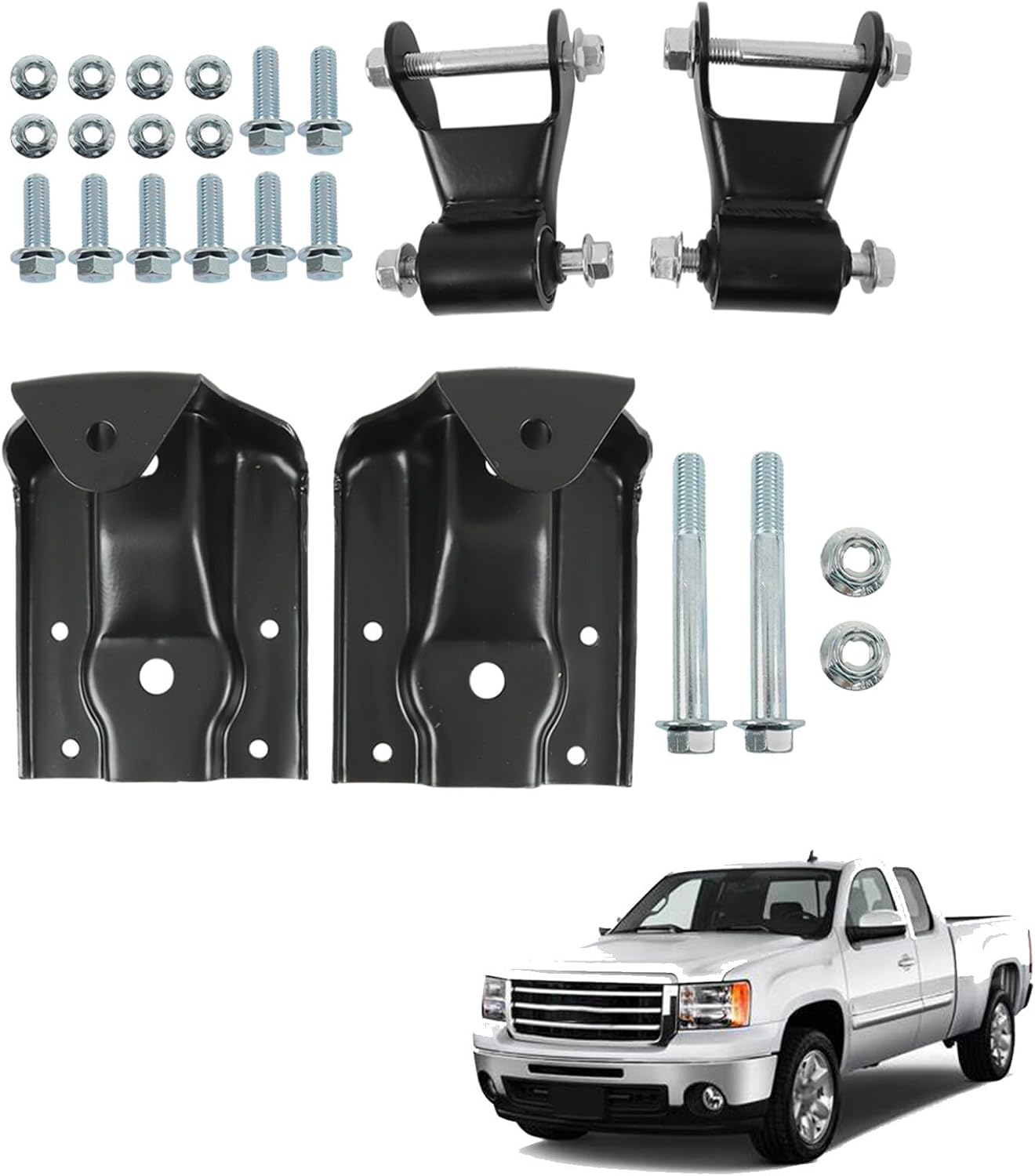 Rear Leaf Hanger Bracket Shackle Kit Replacement for Sierra 1500 1999-2013 Replacement for Silverado 1500 1999-2013