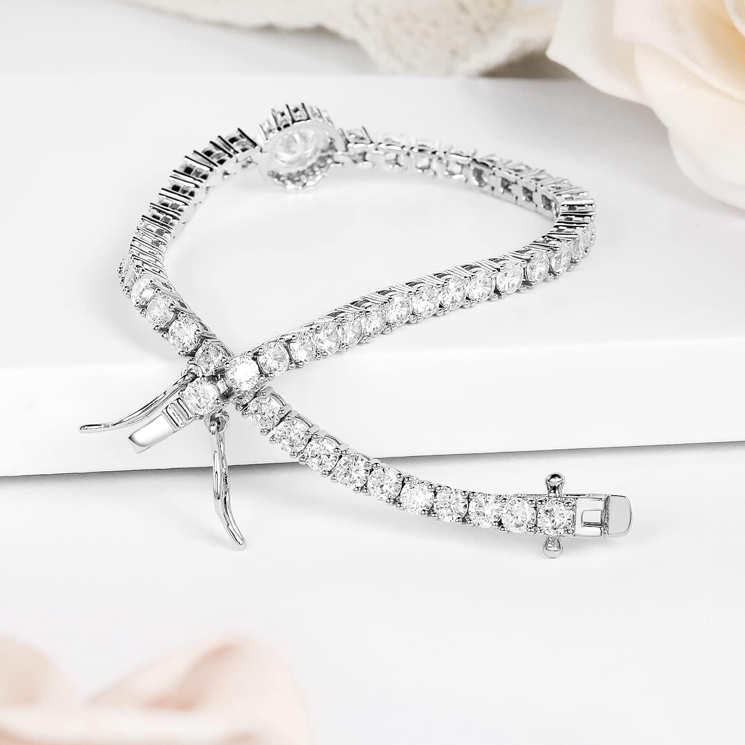 Gemsme 18K Gold Plated 3.0mm Bracelet Classic Hypoallergenic Cubic Zirconia Tennis Bracelet for Women 6.5-8.5 Inch