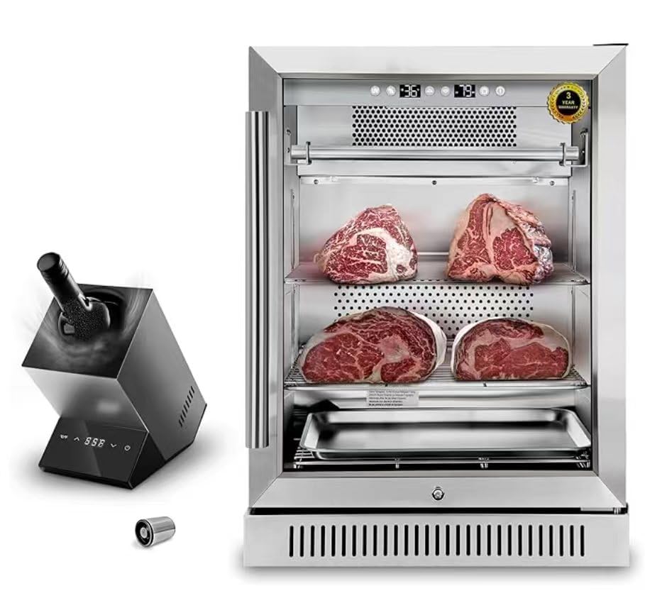 Cobalance Smart Dry Aging Fridge for Beef, Steak &amp; Cheese, 24" 66lbs Meat Locker with Advanced Smart Technology, No Water Tank Hassle-Free &amp; Includes Wine Chiller, Ultimate Holiday Gift Combo.