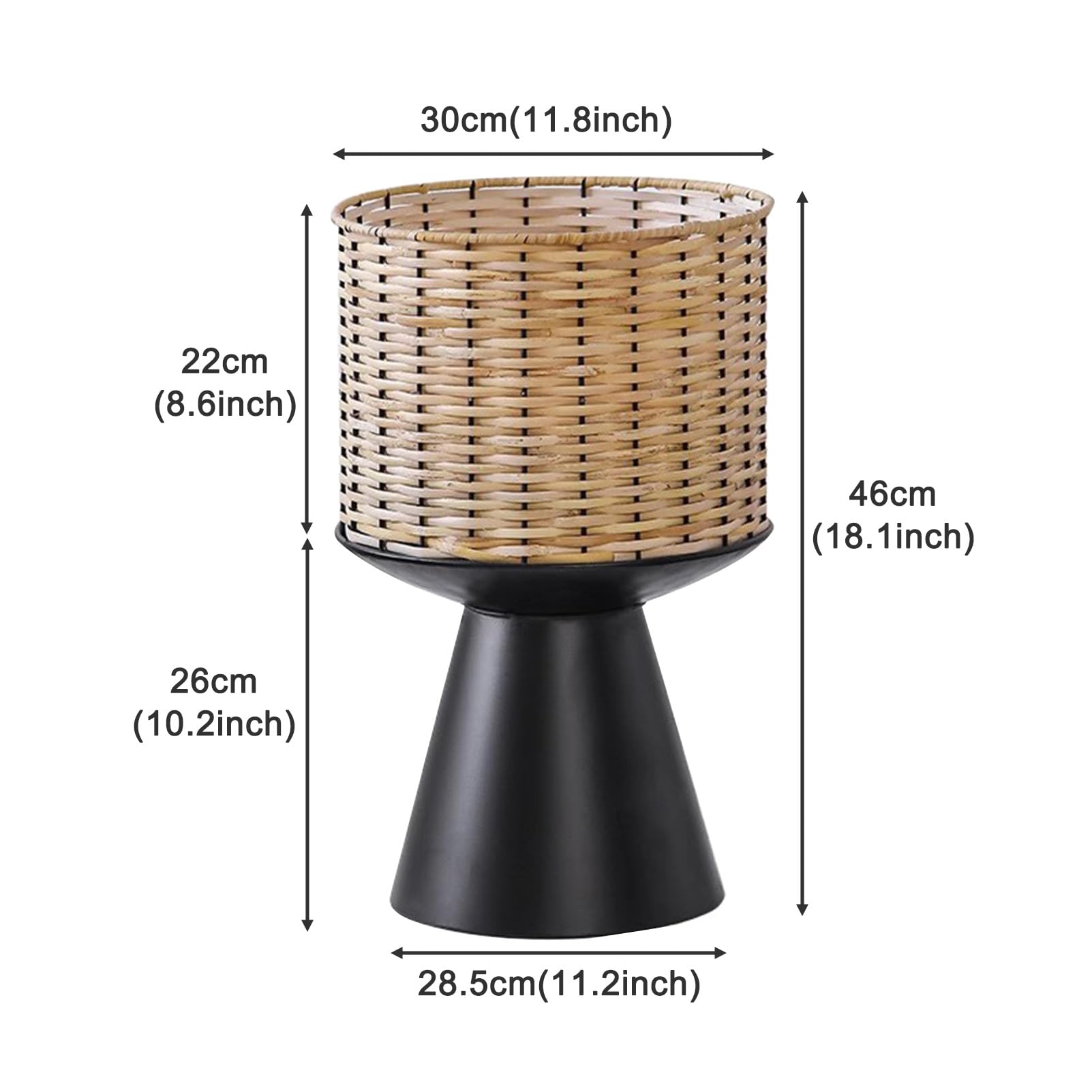 Portavasi in bambù intrecciato, portavasi rotondo in rattan, portavasi rustico in vimini per interni, ideale per decorare il balcone di casa.