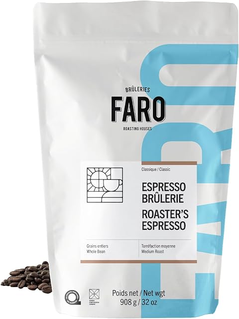 Café FARO Roaster's Espresso Coffee, Medium Roast Arabica Whole Coffee Beans, Kosher Certified Expresso Coffee Beans, South Central America Sourced Coffee Bean - (908G/32oz)