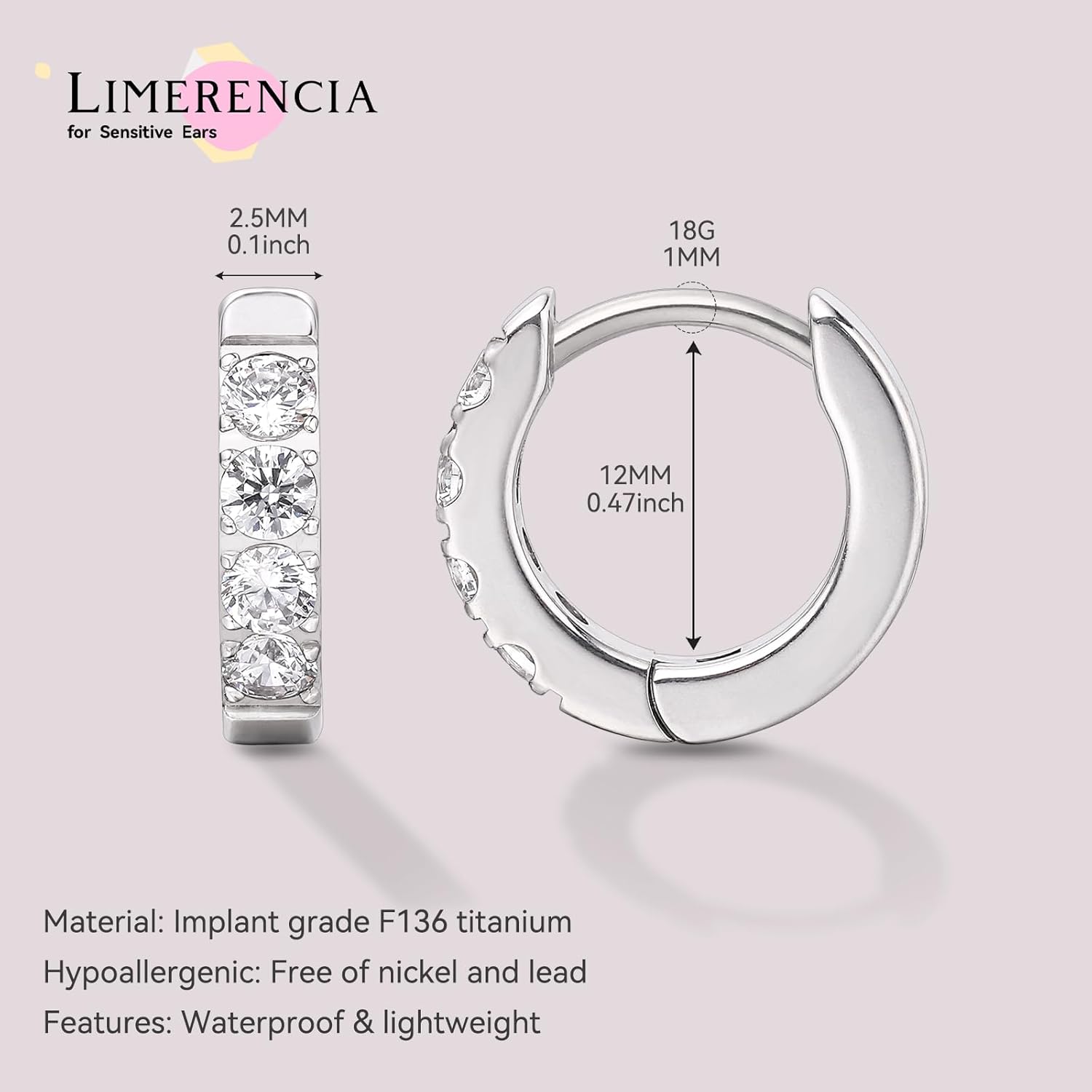 Limerencia G23 Pure Titanium Hypoallergenic Huggie Hoop Earrings for Women Sensitive Ears - Image 3