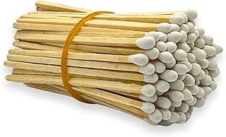Premium Long Wood Safety Matches Bulk for Candles, Campfires, Grills, 4 inch White Tip, 100 Count, Striking Stickers Included, Cute Decorative Matches for Home, Gifts, Events (White, 100)