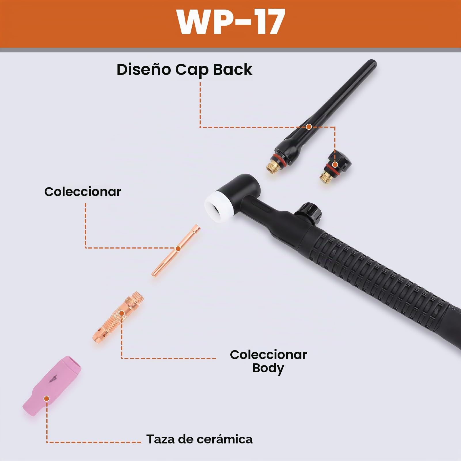 Soldadura TIG 8 mm² Alambre de Cobre de Alta Pureza Manguera de Aire de 13 Pies Antorcha Soldadora TIG Refrigerada por Agua