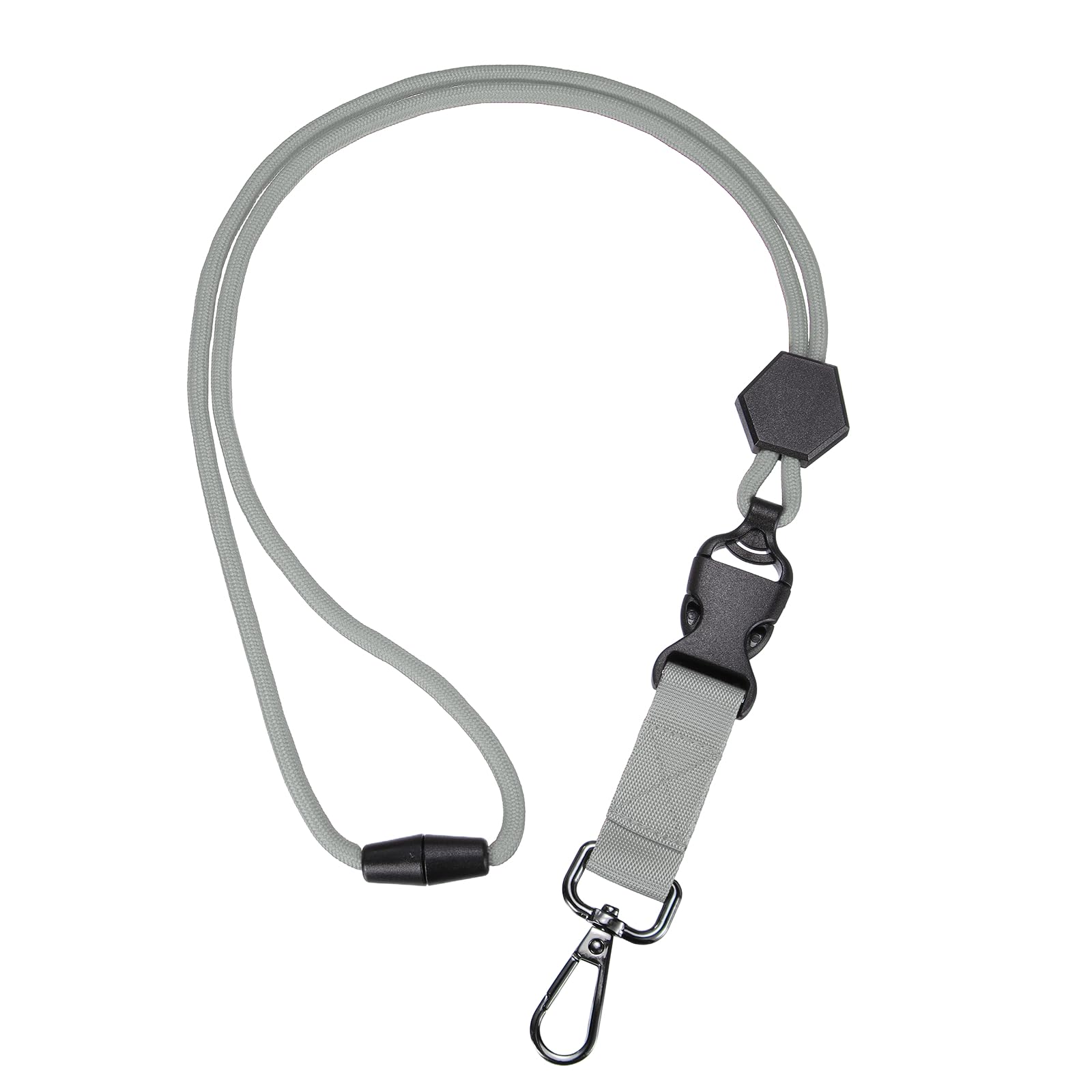PATIKIL Breakaway Lanyard for ID Badges, Heavy Duty Neck Key Lanyard with Safety Adjustable Buckle and Metal Clip Detachable Hexagonal Cord Keychain for Card Key Badge, Gray