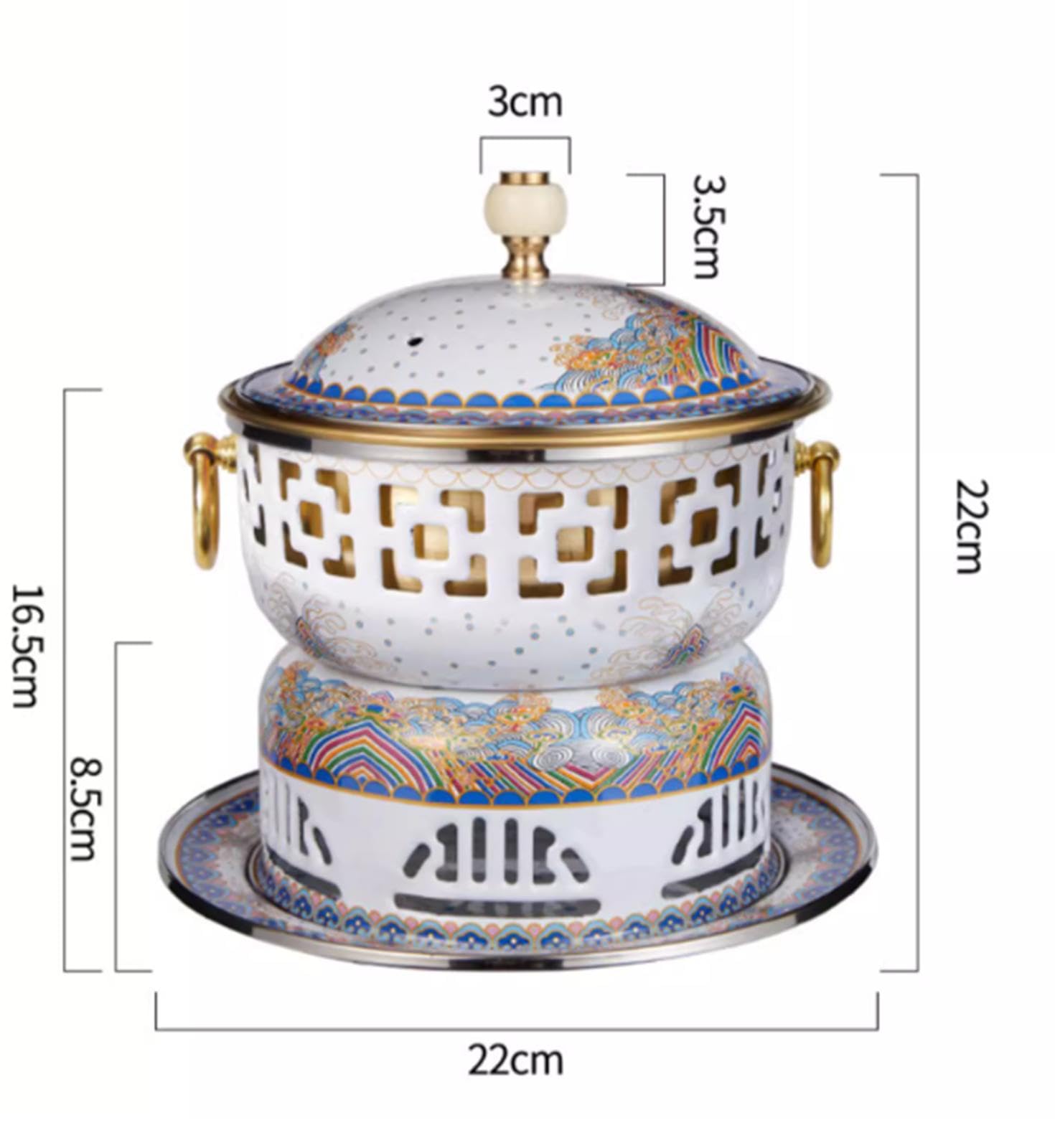 Pentola Calda In Rame Piccola Portatile, Pentola Calda In Rame Cinese per Persona Singola, Vecchia Stufa Ad Alcool di Pechino Pentola Tradizionale Cloisonne, per Dormitorio, Viaggi All'aperto, Feste,E
