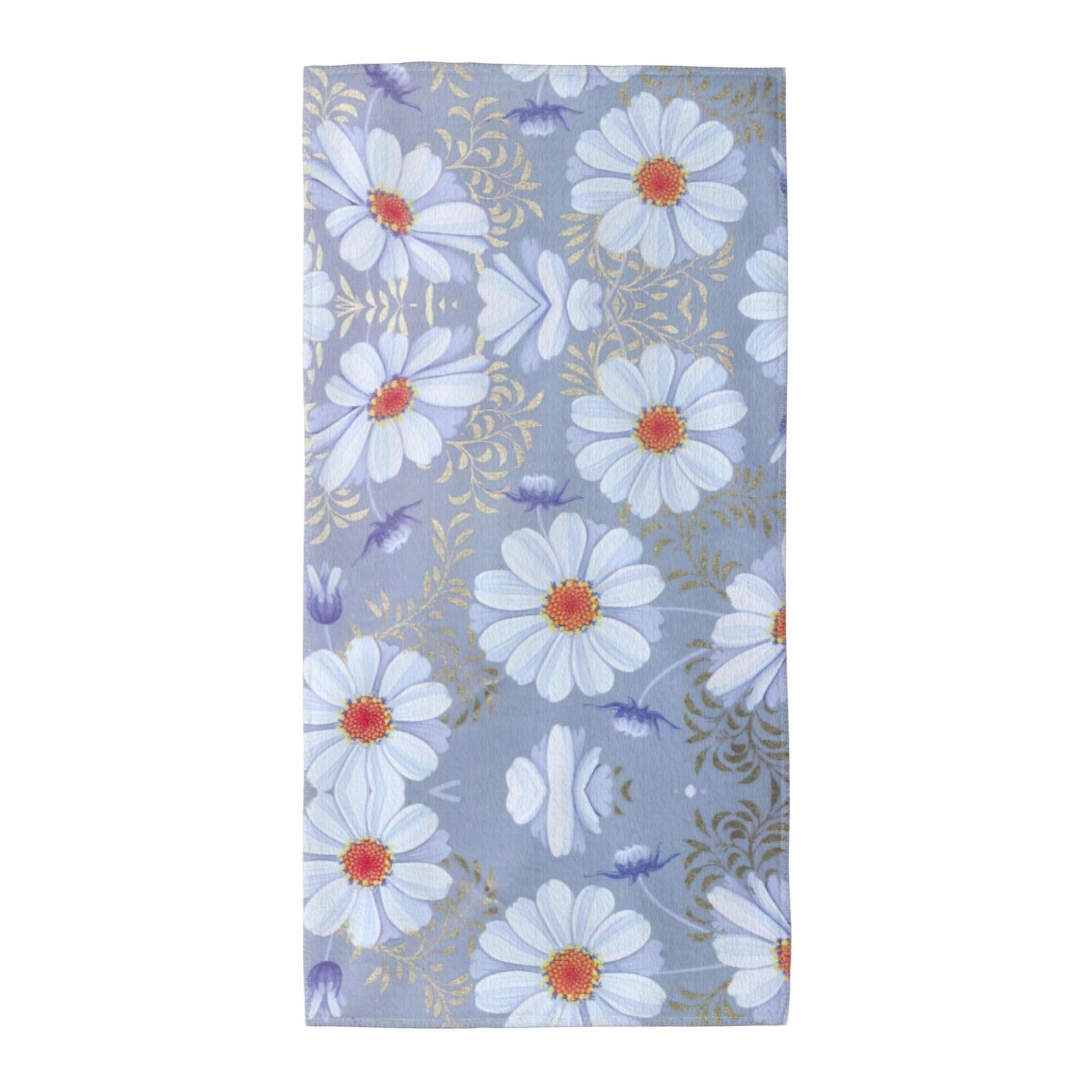 SDEGTHO Daisy Blue. Fashion Printed Bath Towel High Water Absorption For Hiking Trip
