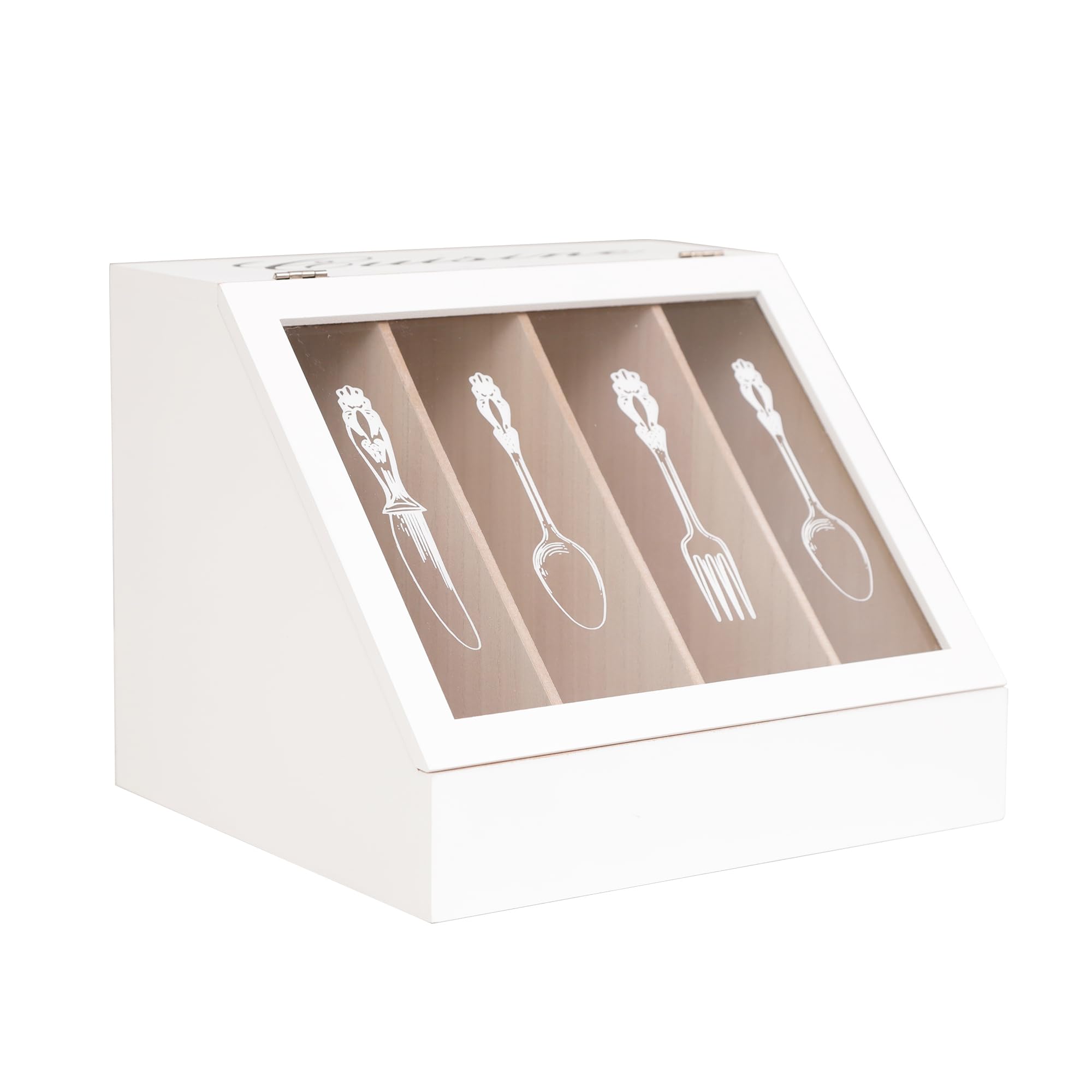 Lifewit Portaposate con Coperchio, Contenitore Porta Posate da Cassetto per Cucina, Organizer in Plastica per Cassetto per Cucchiai, Forchette, Coltelli, 5 Scomparti, Grigio