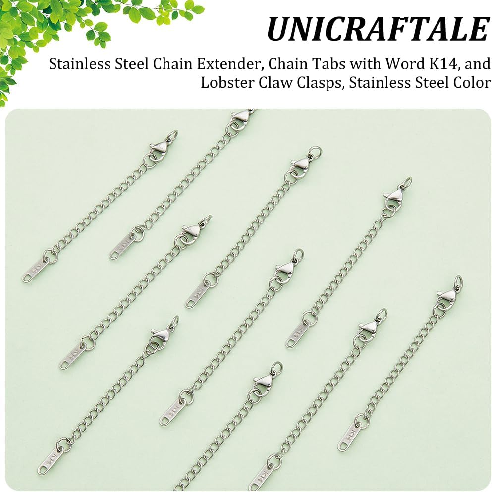 UNICRAFTALE 40 Pcs Stainless Steel Chain Extender 64~80mm Chain Extension Necklace Bracelet Extender Chain Pendant Anklet Chain Extenders Tails Chain for DIY Jewelry Making - Image 5