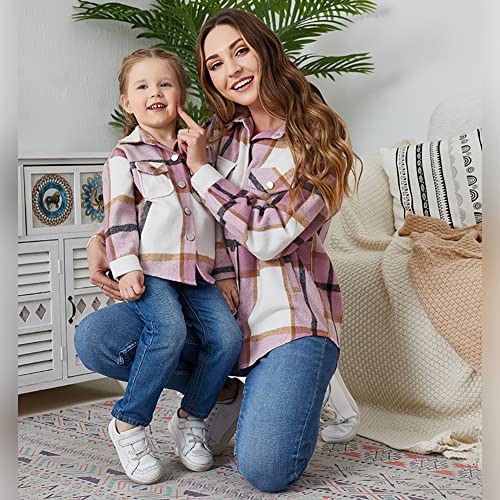 Mommy and me Matching Outfits Plaid Flannel Shirts Long Sleeve Lapel Autumn Casual Mom Daughter Family Fall Winter Clothes2