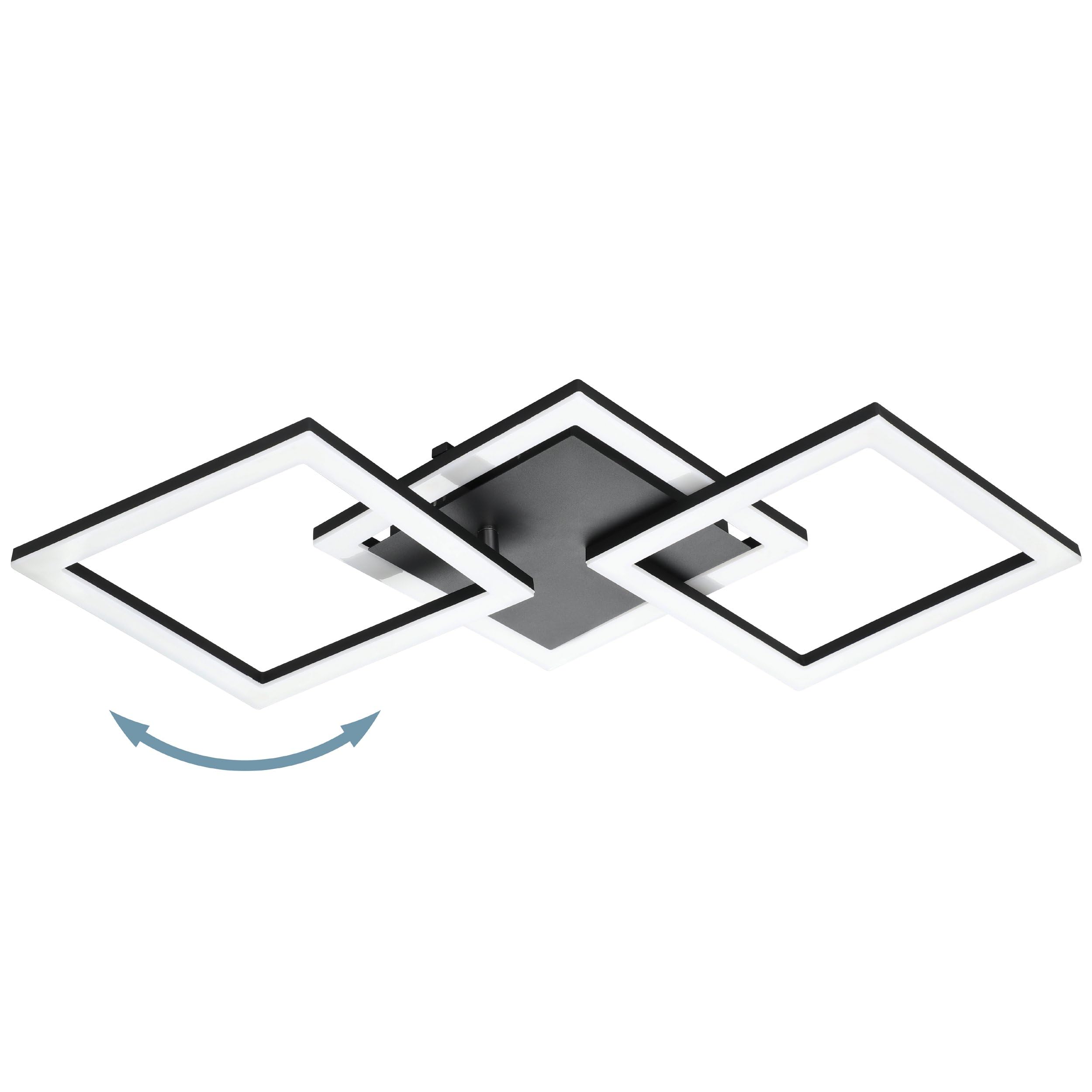 Eglo connect.z Luminaire plafonnier LED connecté Paranday-Z, ZigBee, lampe | de plafond contrôlable par application et commande vocale Alexa, blanc chaud - froid, dimmable, noir et blanc, 65 x 31 cm