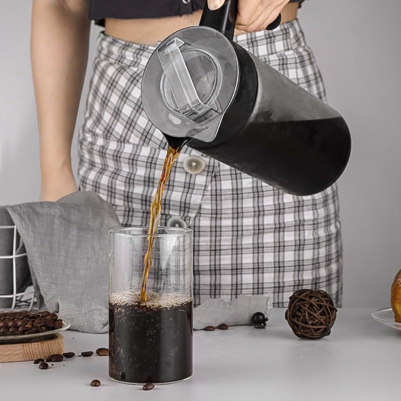Image of Cold Brew Coffee Maker & Iced Tea Brewer - 1.3L Borosilicate Glass Pitcher with Reusable Mesh Filter - Easy to Clean, Dishwasher Safe - Ideal for Home & Travel