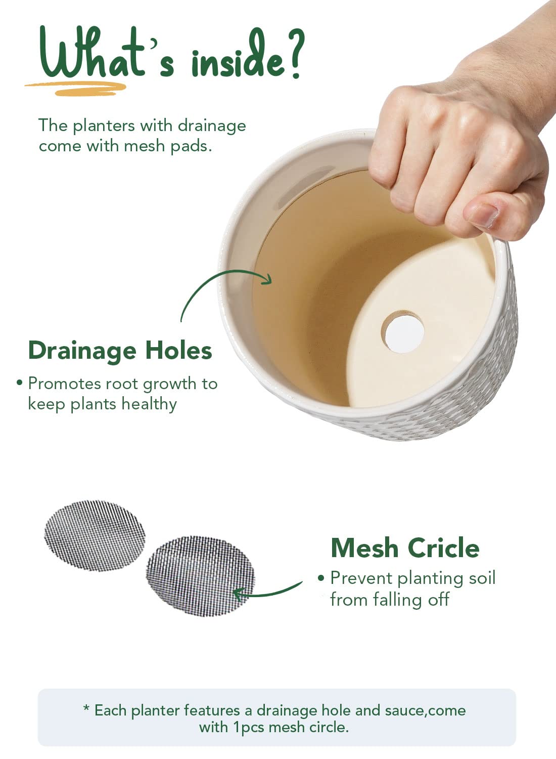 LE TAUCI Vasi in ceramica per piante, vasi per piante da 13 cm con foro di drenaggio e piattino, vasi per piante grasse, piante serpenti e cactus, vasi da fiori, set da 2, smalto reattivo bianco