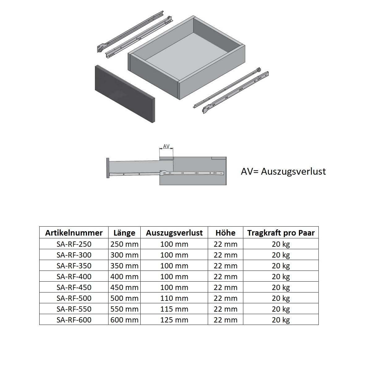 Inconnu MS Beschläge 1 Paire De Glissières De Tiroir Avec Système Soft