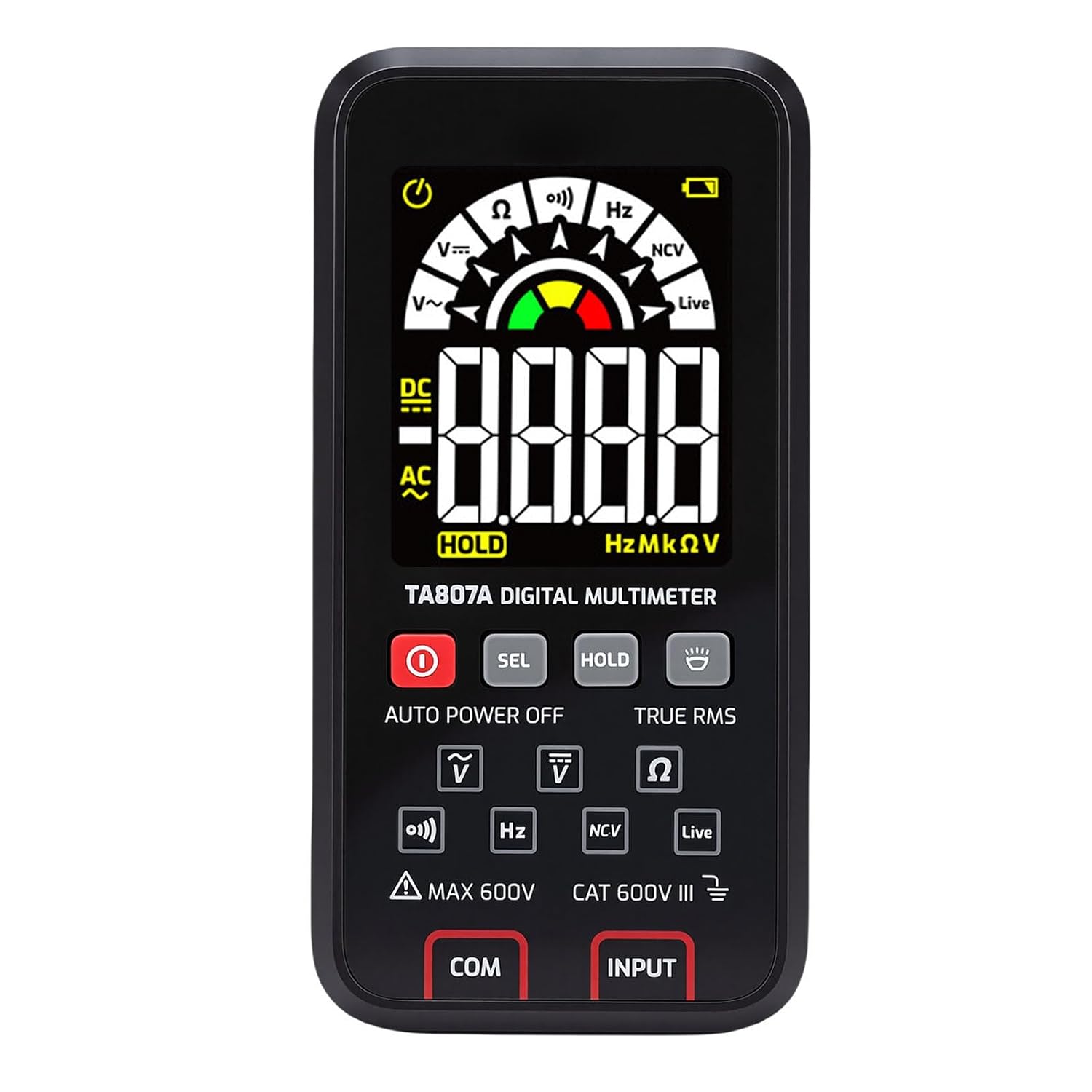 Cryfokt Digital Multimeter, Auto Ranging 6000 Counts Multimeter Tester for AC DC Voltage Resistance Frequency Continuity, with Non Contact Voltage Detection and Color LCD Display