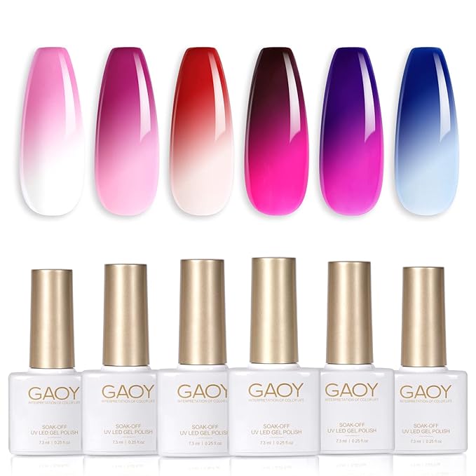GAOY Color Changing Gel Nail Polish Set of 6 Temperature