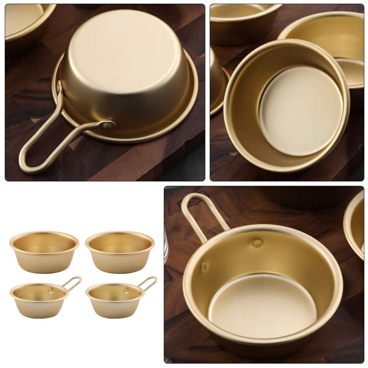 Alipis 2 Juegos Cuenco De Aluminio Amarillo Lá Tazón De Frutas Mezclar Tazones De Almacenamiento Exquisitos Tazones De Vino Coreanos Exquisitos De Aluminio Golden 4 Uds * 2