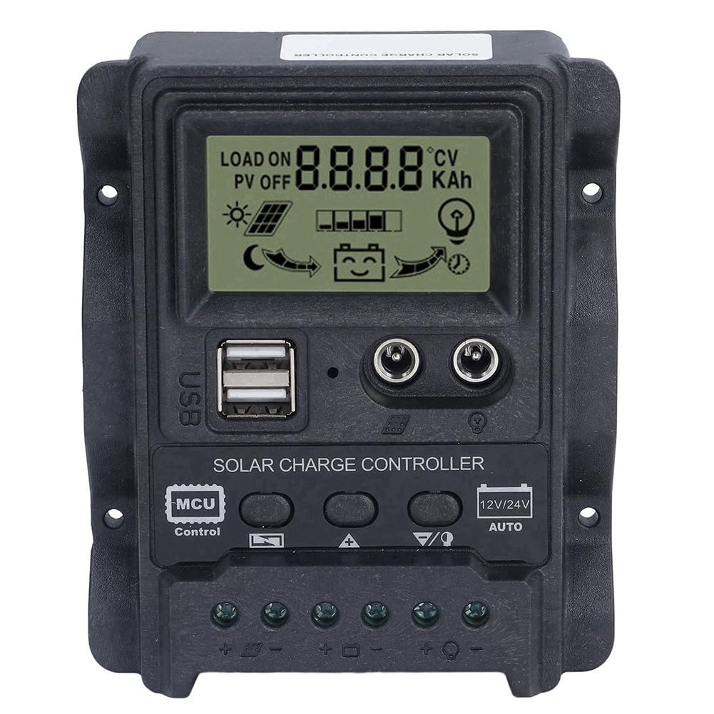 UDSKNV[KSL PWM Charging Controllers Dual USB Solar Controller ABS LCD Display 12V 24V Light Control