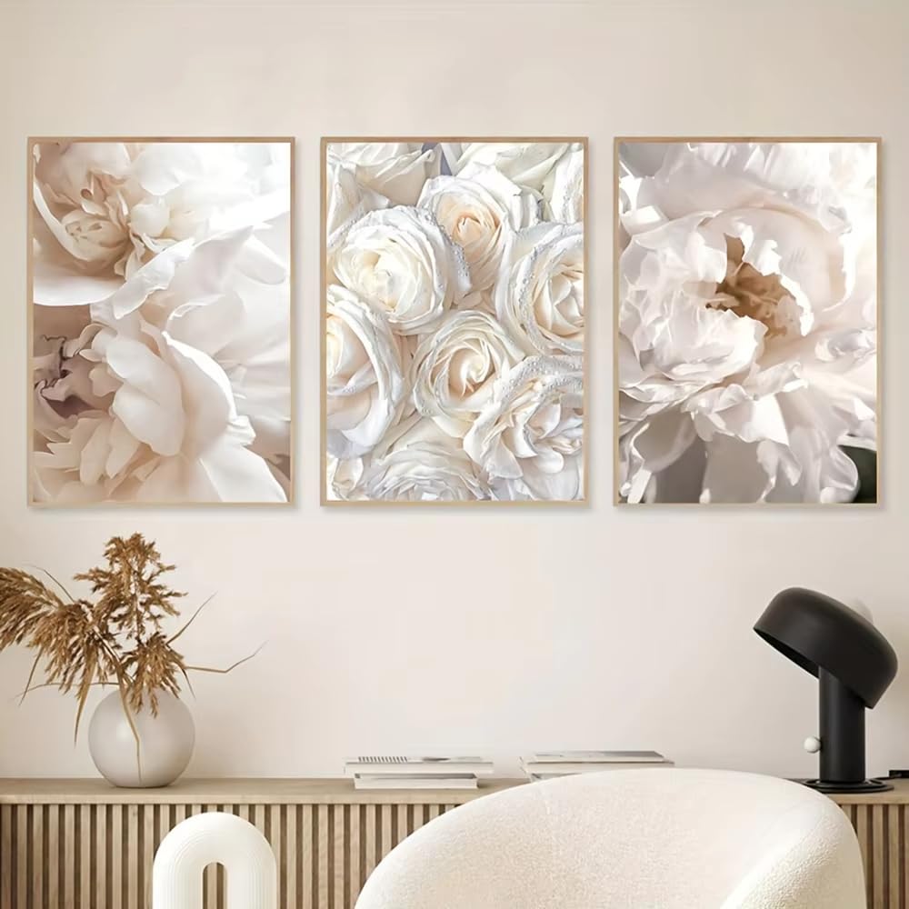 awtrhfc Modern Flower Wall Art Canvas Paintings Print Minimalism Floral Botanical Posters for Living Room Bedroom(50x75cm(20x30in) x3/No frame)