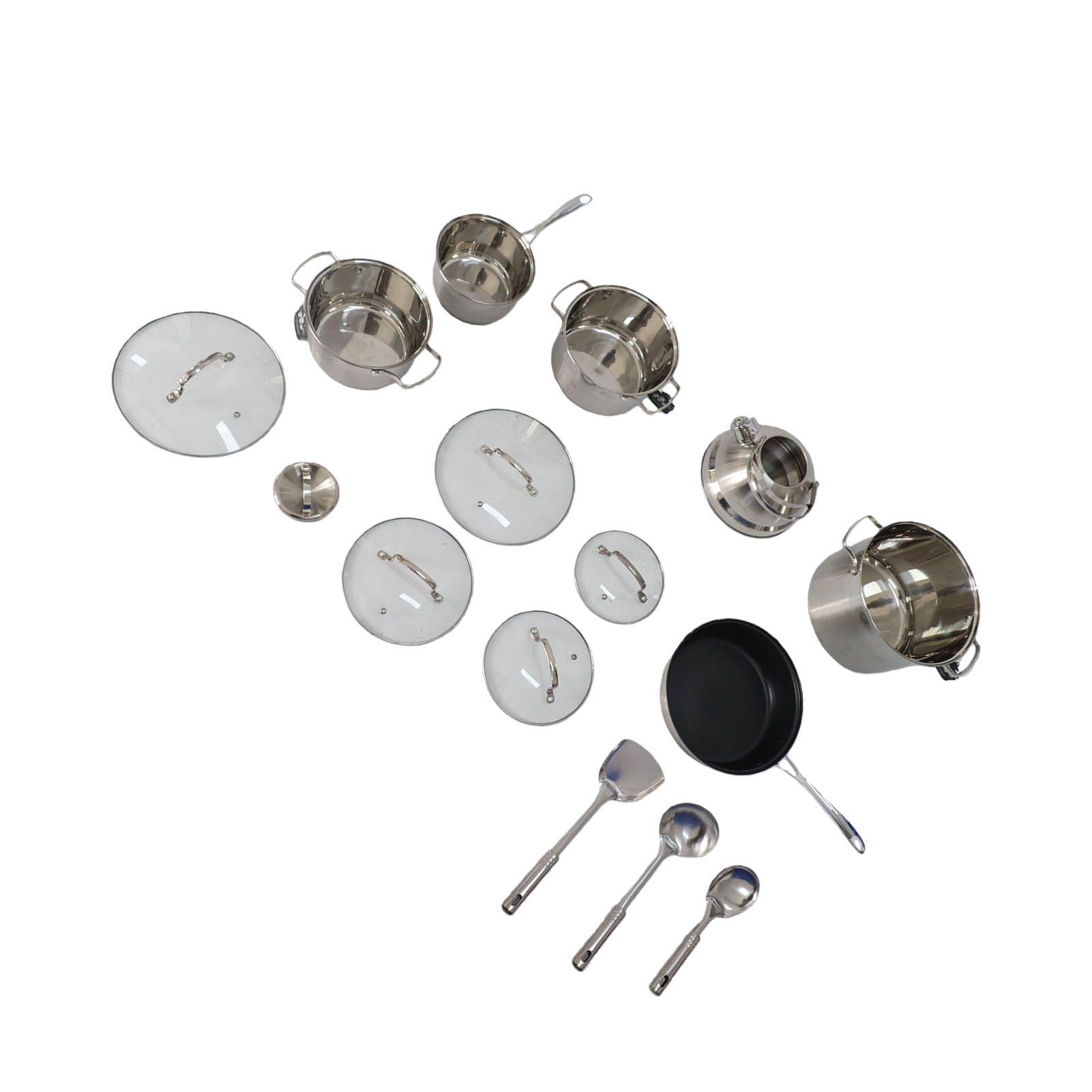 Juego de Utensilios de Cocina de Inducción de Acero Inoxidable, Ollas Duraderas para Cocinar en la Cocina, Solución Completa para Chefs Caseros y Principiantes, Juego de 12 Piezas para