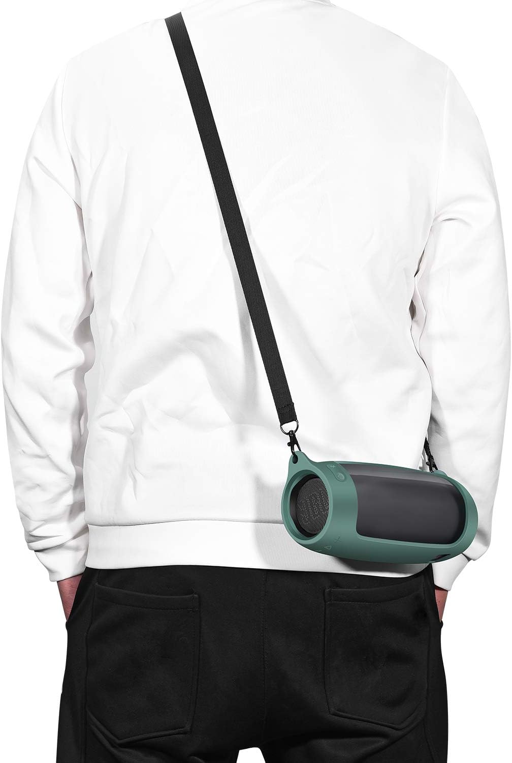 Shockproof Silicone Cover Case for JBL Pulse 4 Speaker - Portable Protective Skin with Shoulder Strap & Metal Buckle, Anti-Scratch Bluetooth Speaker Accessory (Green) - Image 8