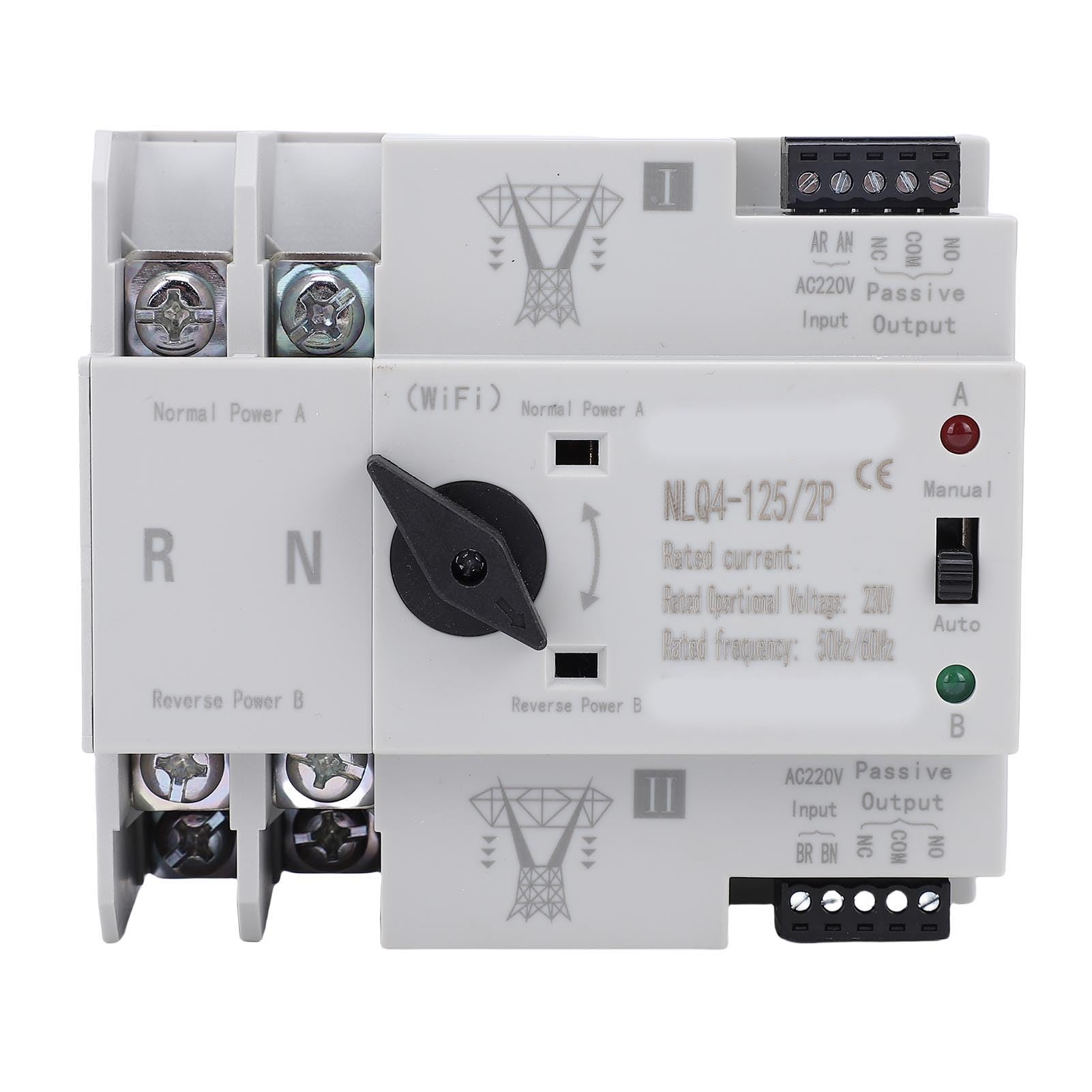 Eujgoov 63a Ewelink Wi -Fi Dual Power Automatyczne Przełącznik Przełączania 2P Przełącznik Milisekund Non Stop ATS Obsługuje Mobilne Wi -Fi Zastosowanie Cyklu Przełączania