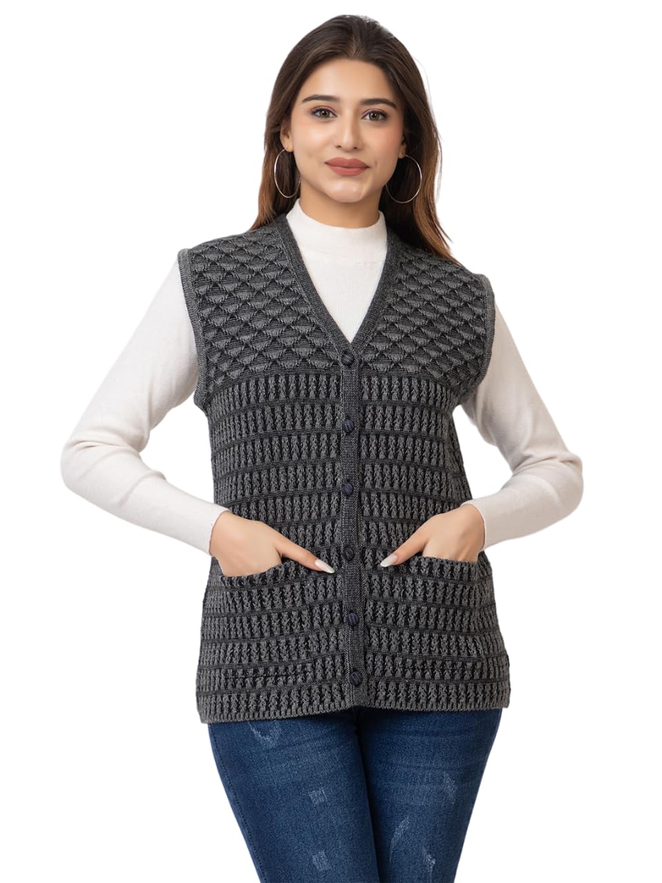 twenty me Winter Wear/Casual Wear/Outdoor Wear/Acrylic Blend/V Neck/Embroidered/Sleeveless Women's Cardigans (1261)-picture-16